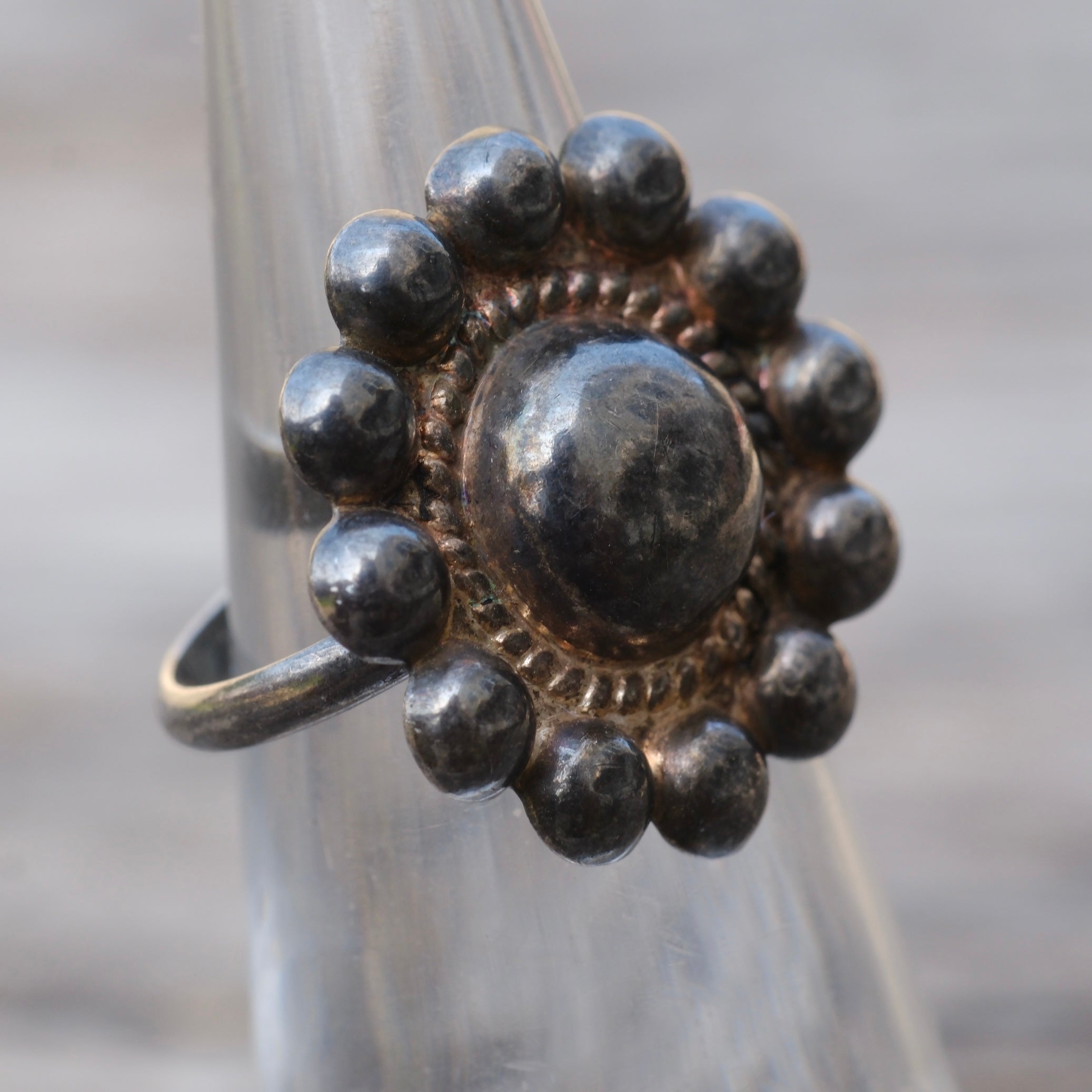 Vintage Sterling Silver Dotted Ring 3.75