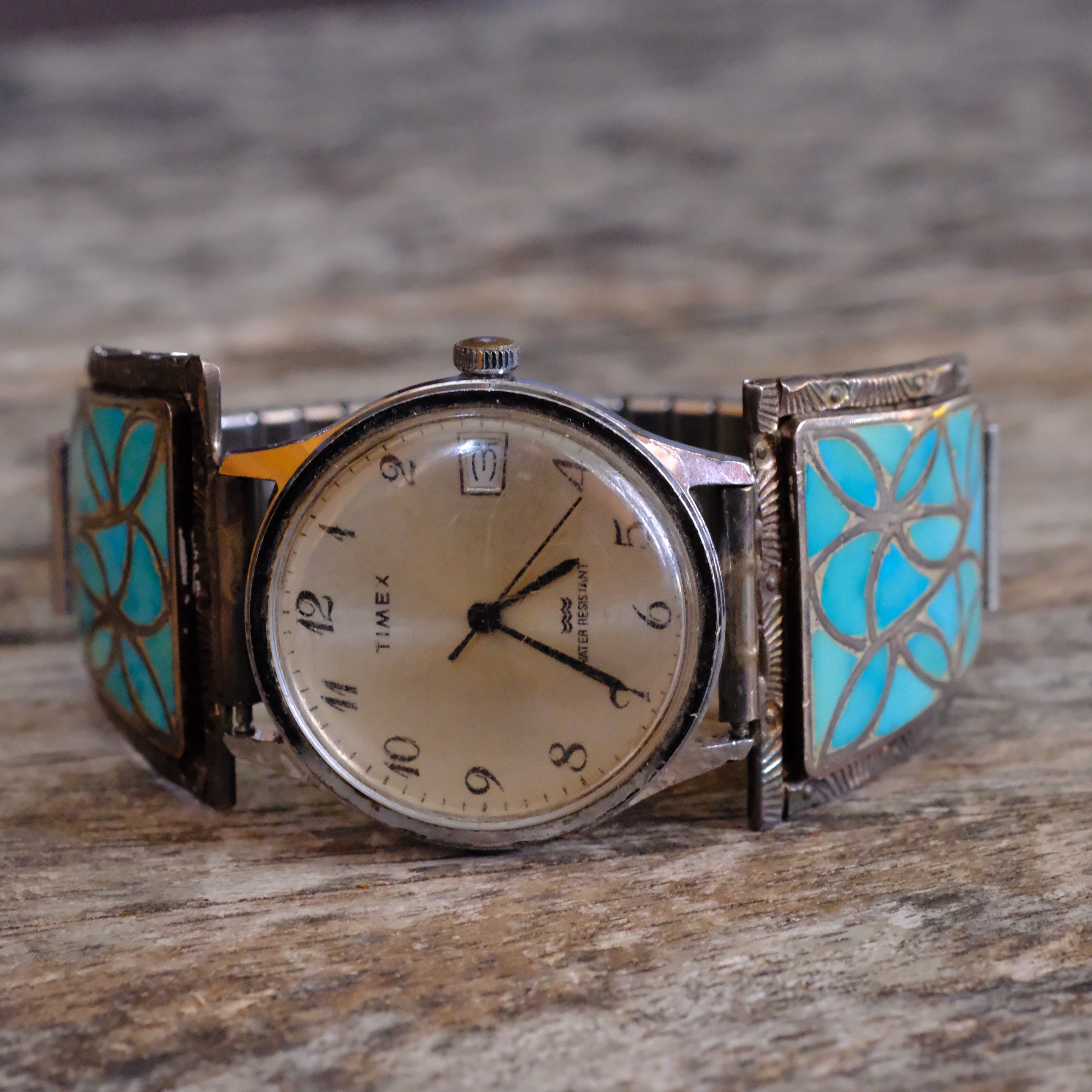Vintage Sterling Turquoise Inlay Watch