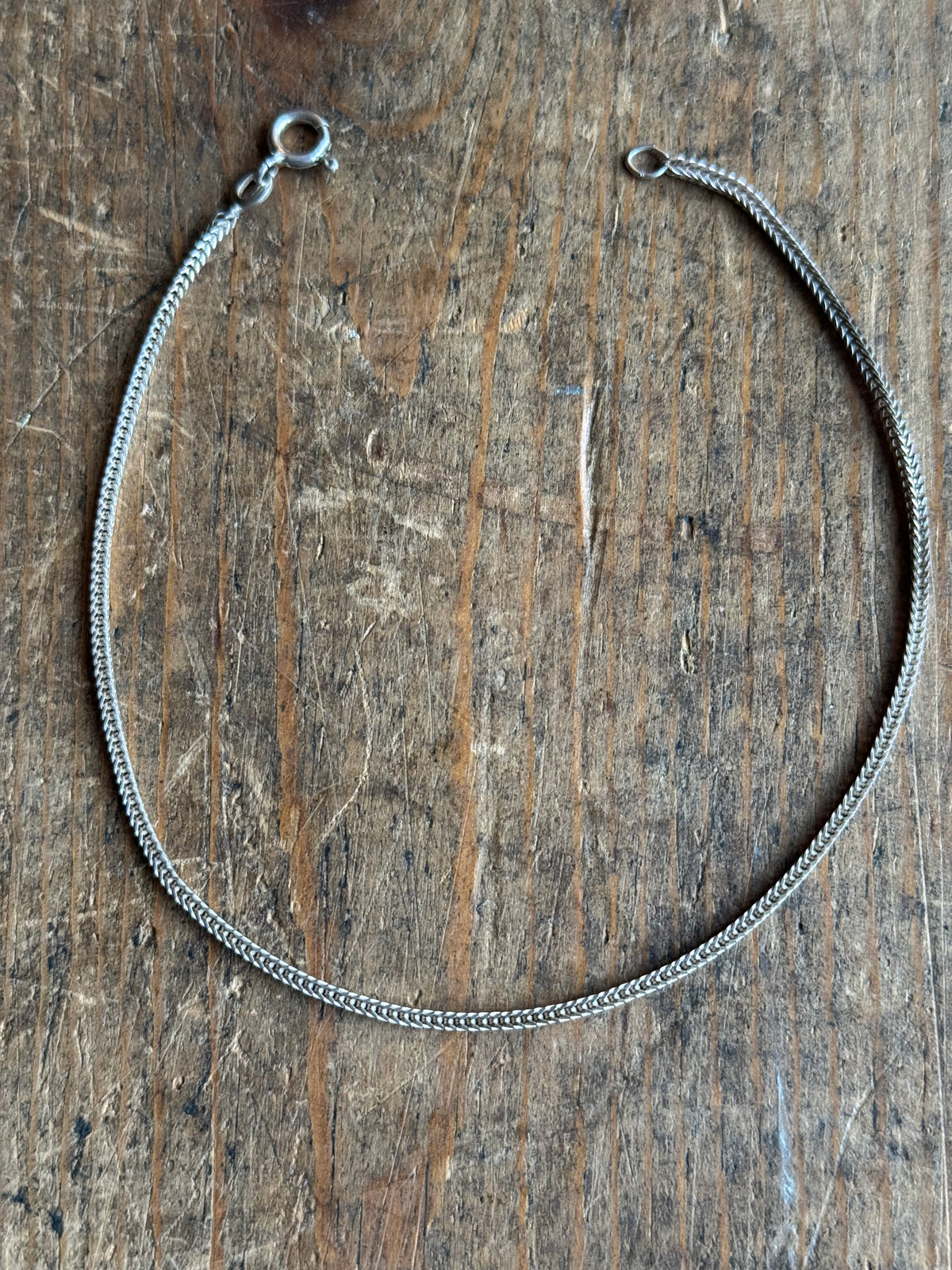Vintage Sterling Silver Square Foxtail Chain Bracelet