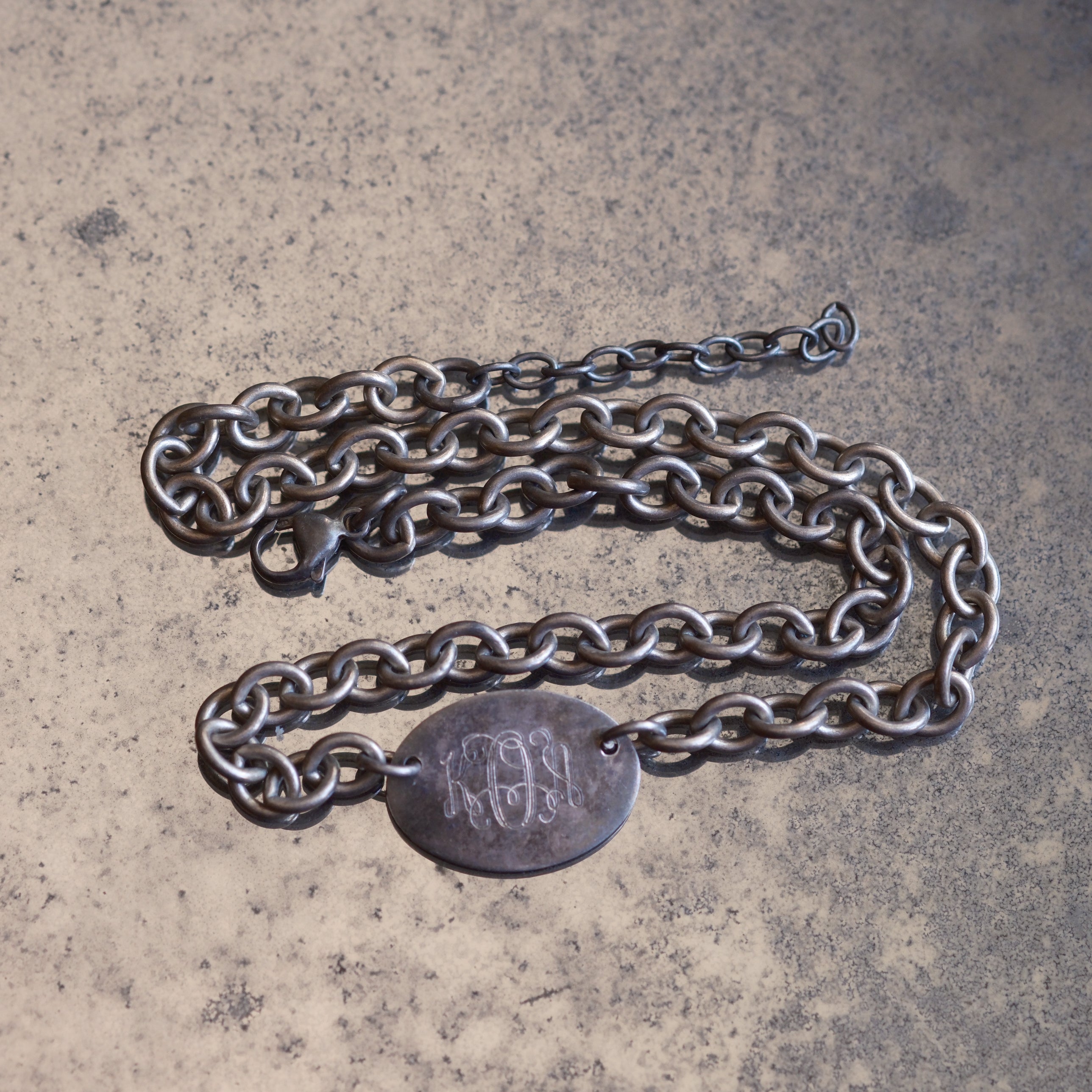 Vintage Sterling Silver Chain Engraved Necklace 16"