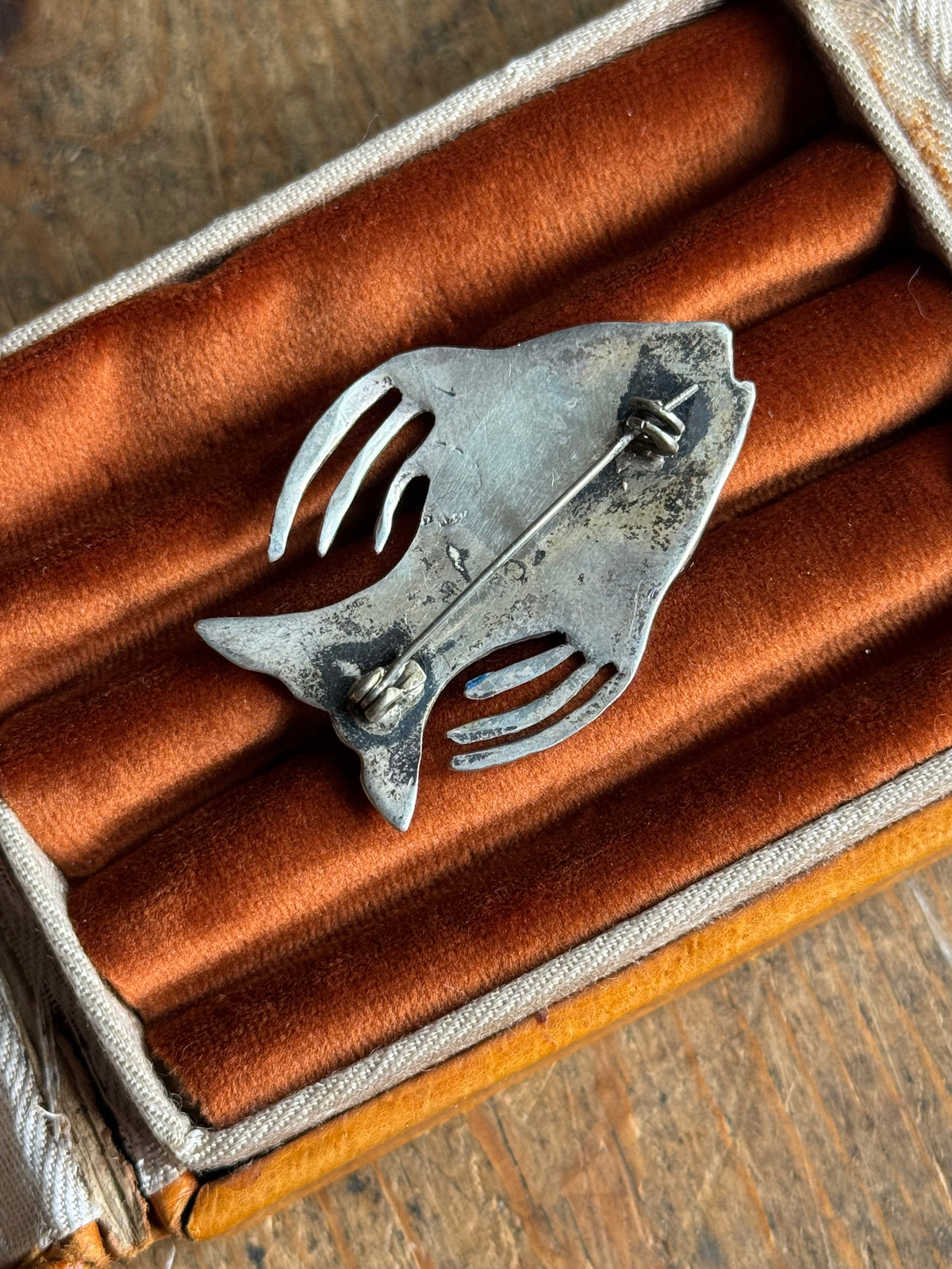 Vintage Sterling Silver Abalone Inlay Fish Pin