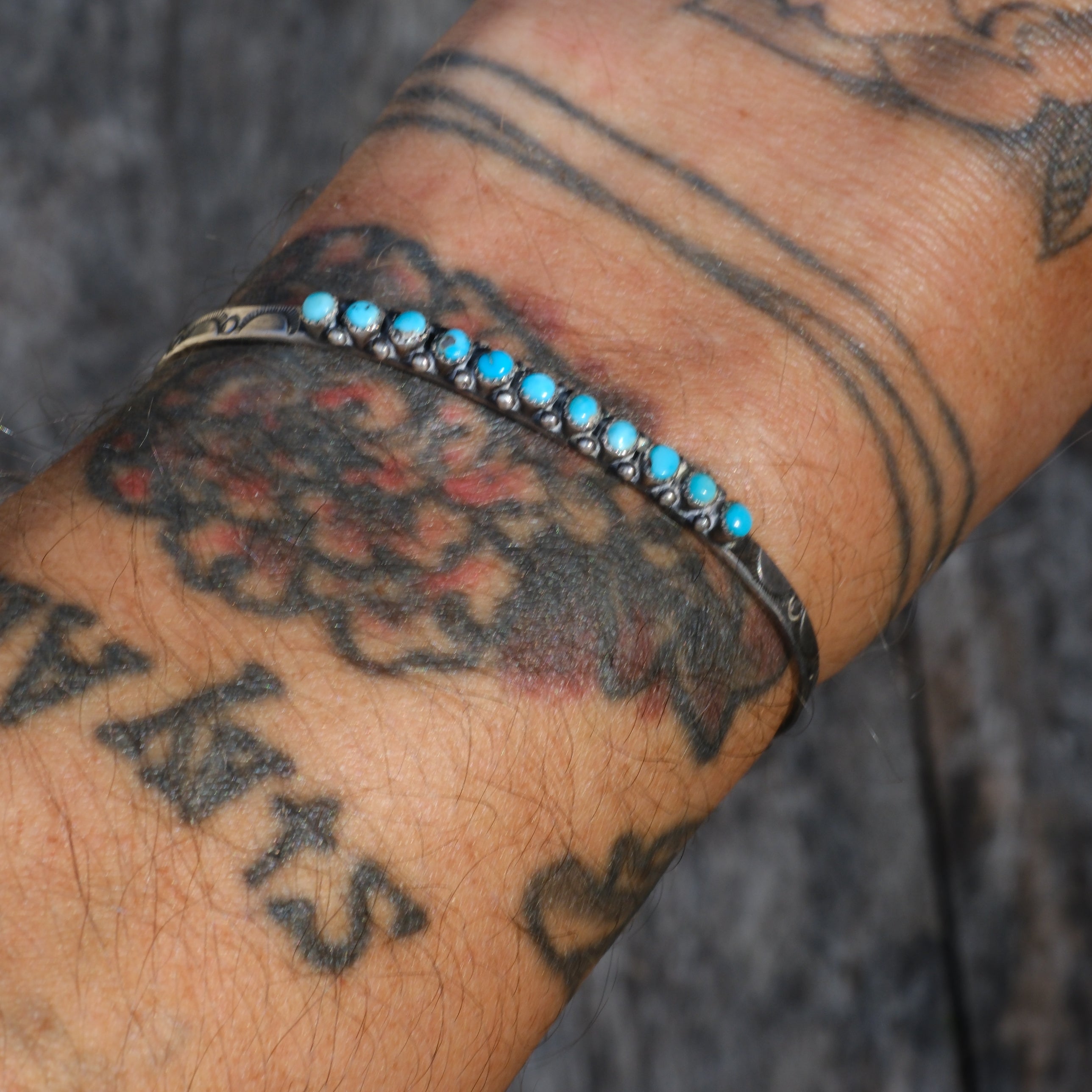 Vintage Sterling Snake Eye Turquoise Cuff Bracelet