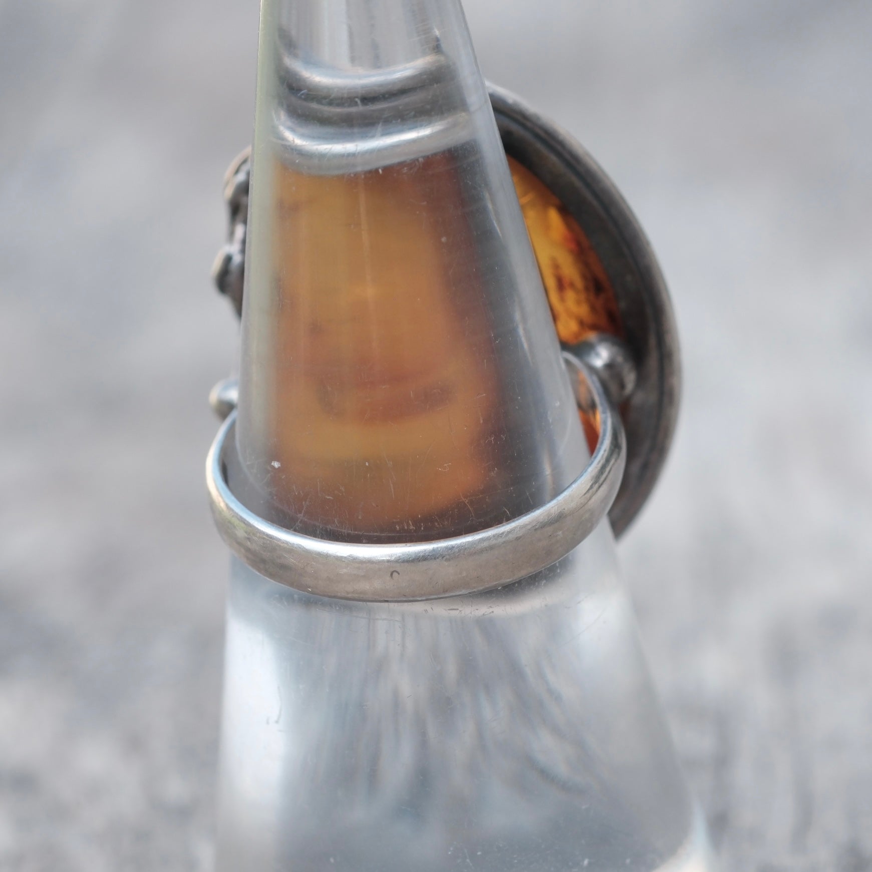 Vintage Sterling Amber Feather Ring 7