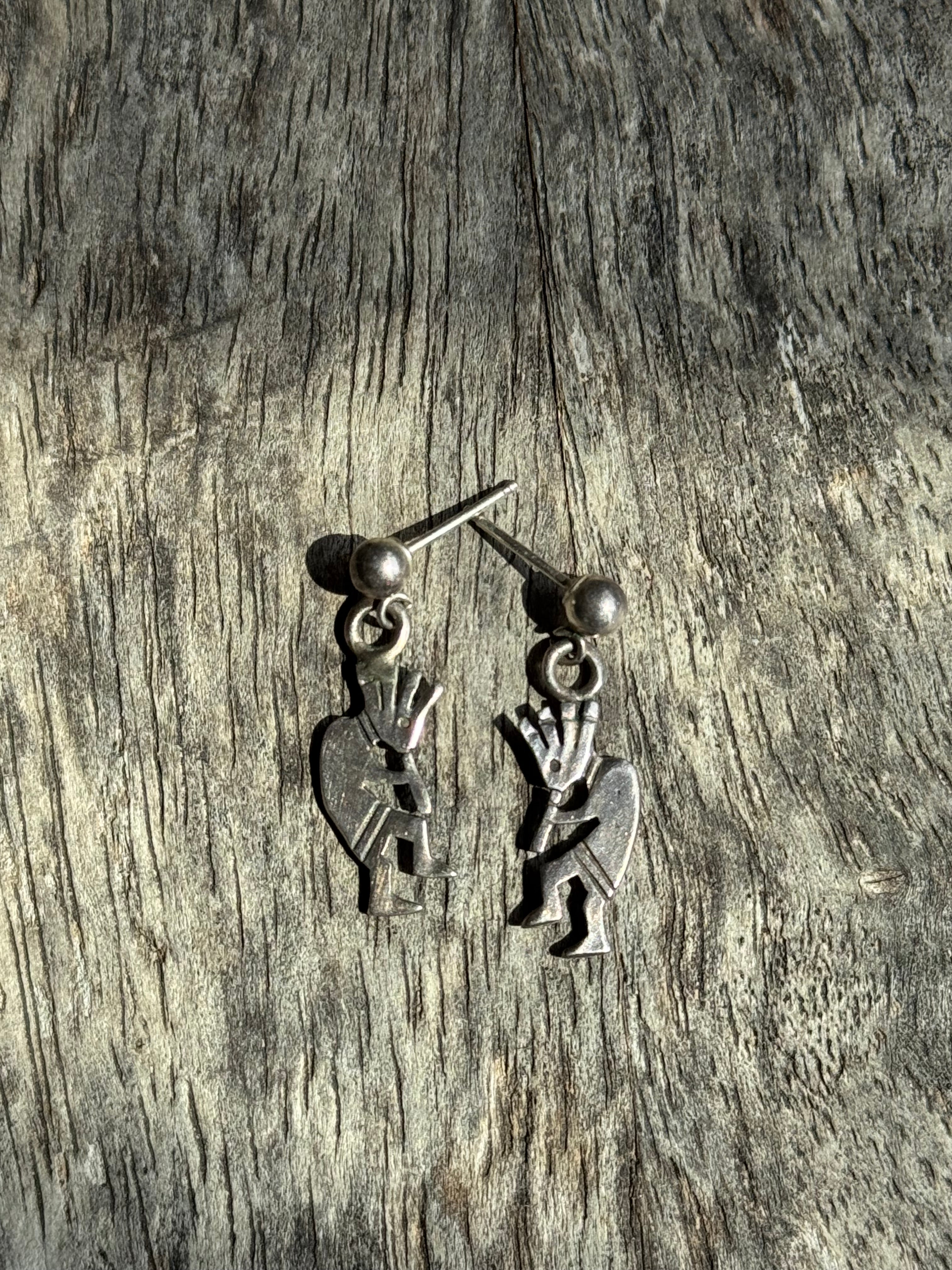 Vintage Sterling Silver Kokopelli Earrings