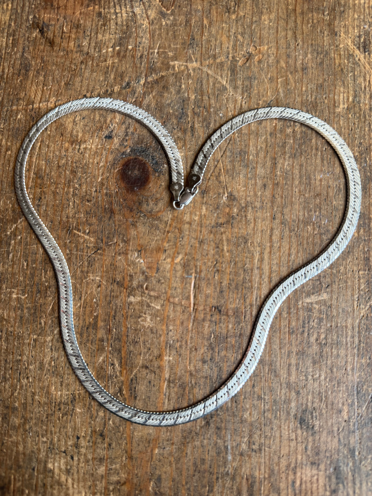 Vintage Sterling Silver 20” Etched Herringbone Chain