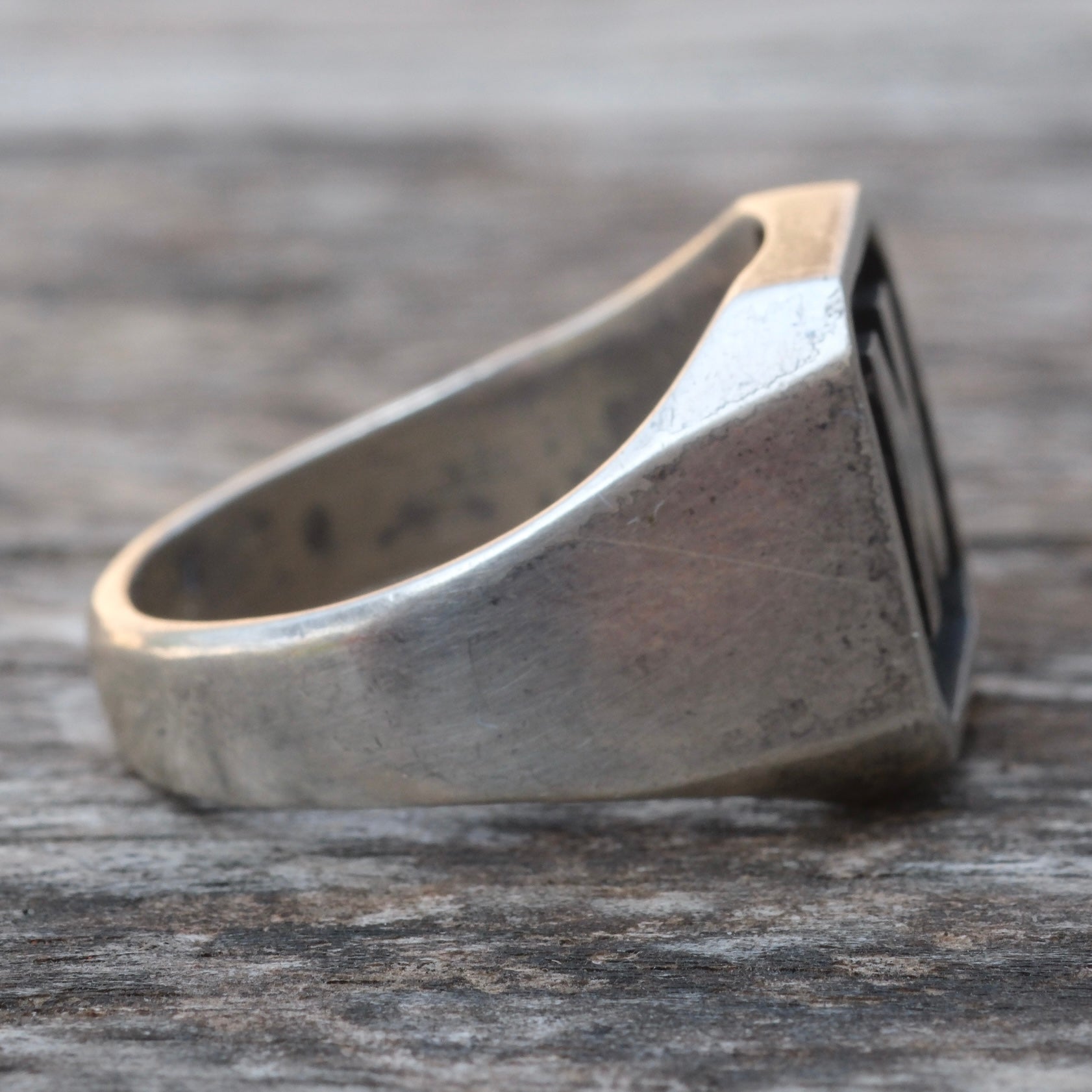 Vintage Sterling N Initial Signet Ring 10.75