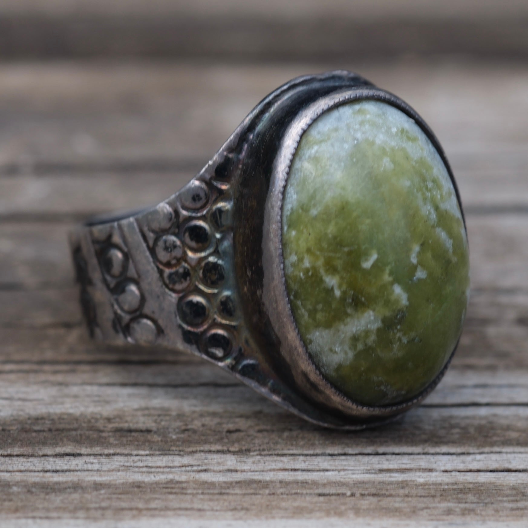 Vintage Sterling Serpentine Stamped Band Ring 8