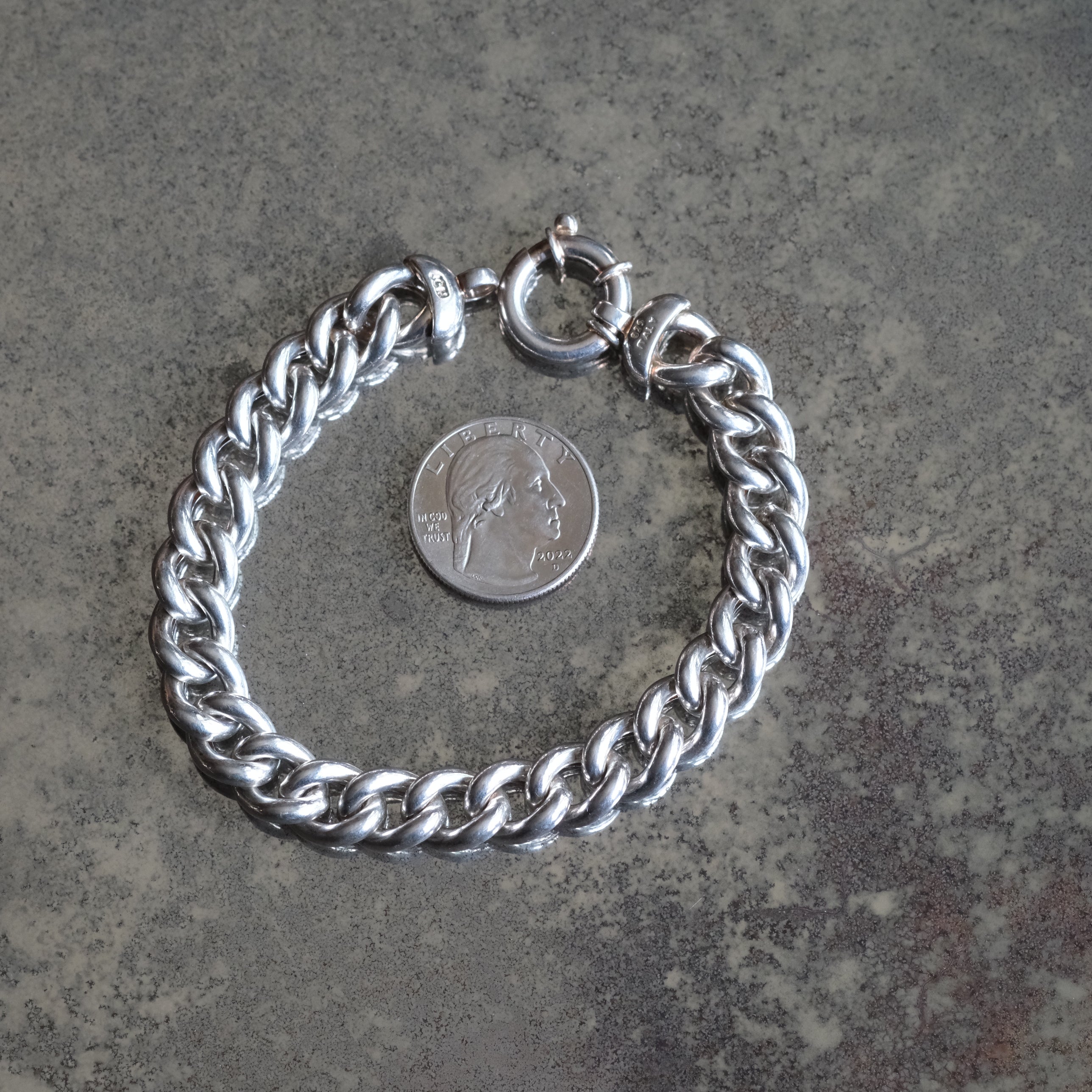 Vintage Sterling Silver Curb Chain Bracelet 9"
