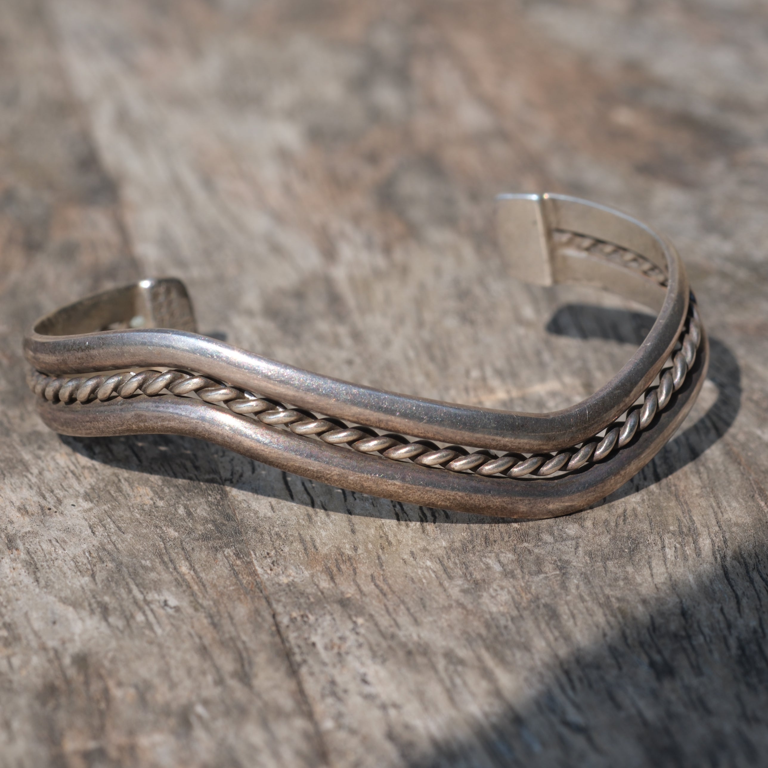 Vintage Sterling Silver Roped Wave Cuff