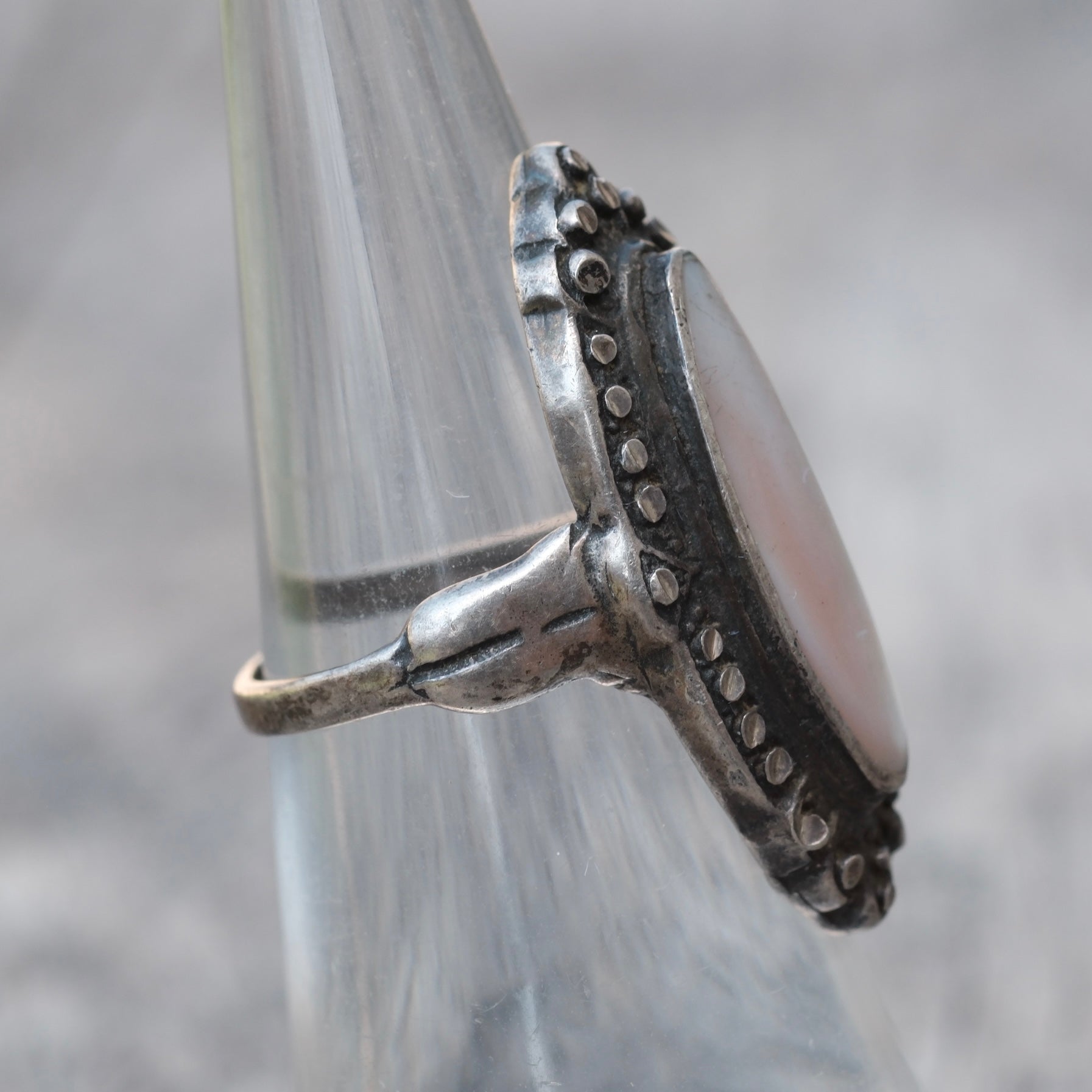 Vintage Sterling Mother Of Pearl Ring 5.5