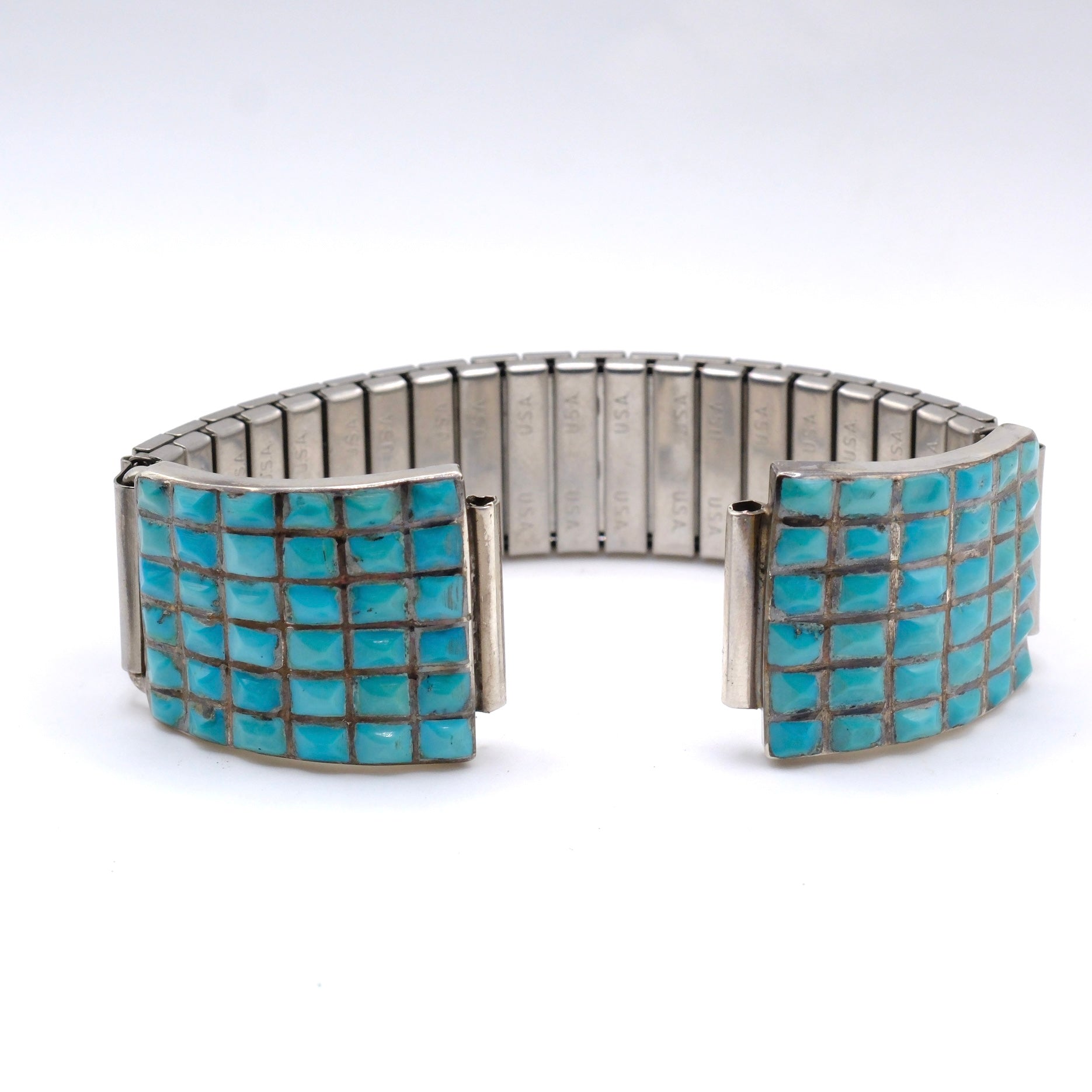 Vintage Sterling Multistone Turquoise Ladies Watch Band