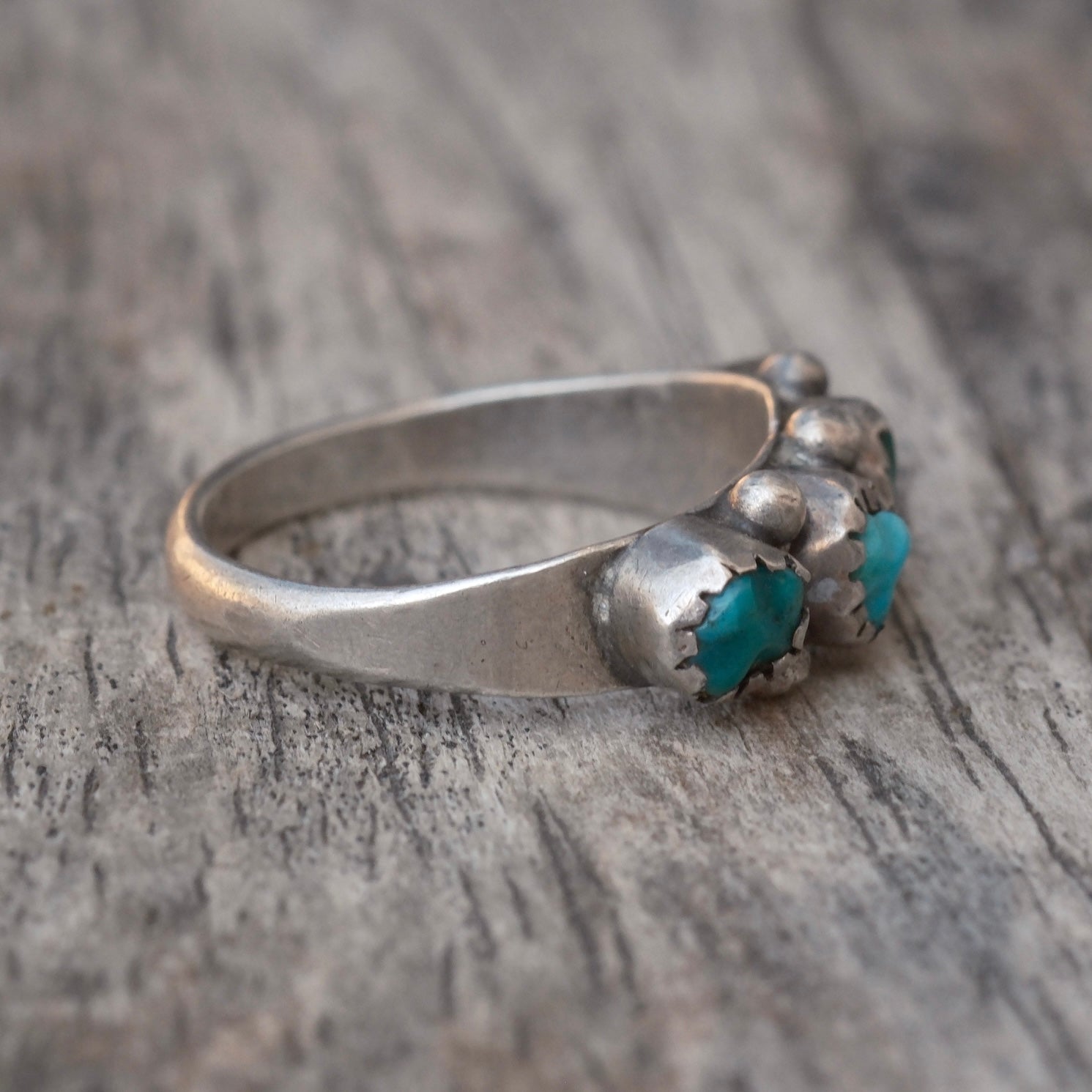 Vintage Sterling Turquoise Inlay Ring 6