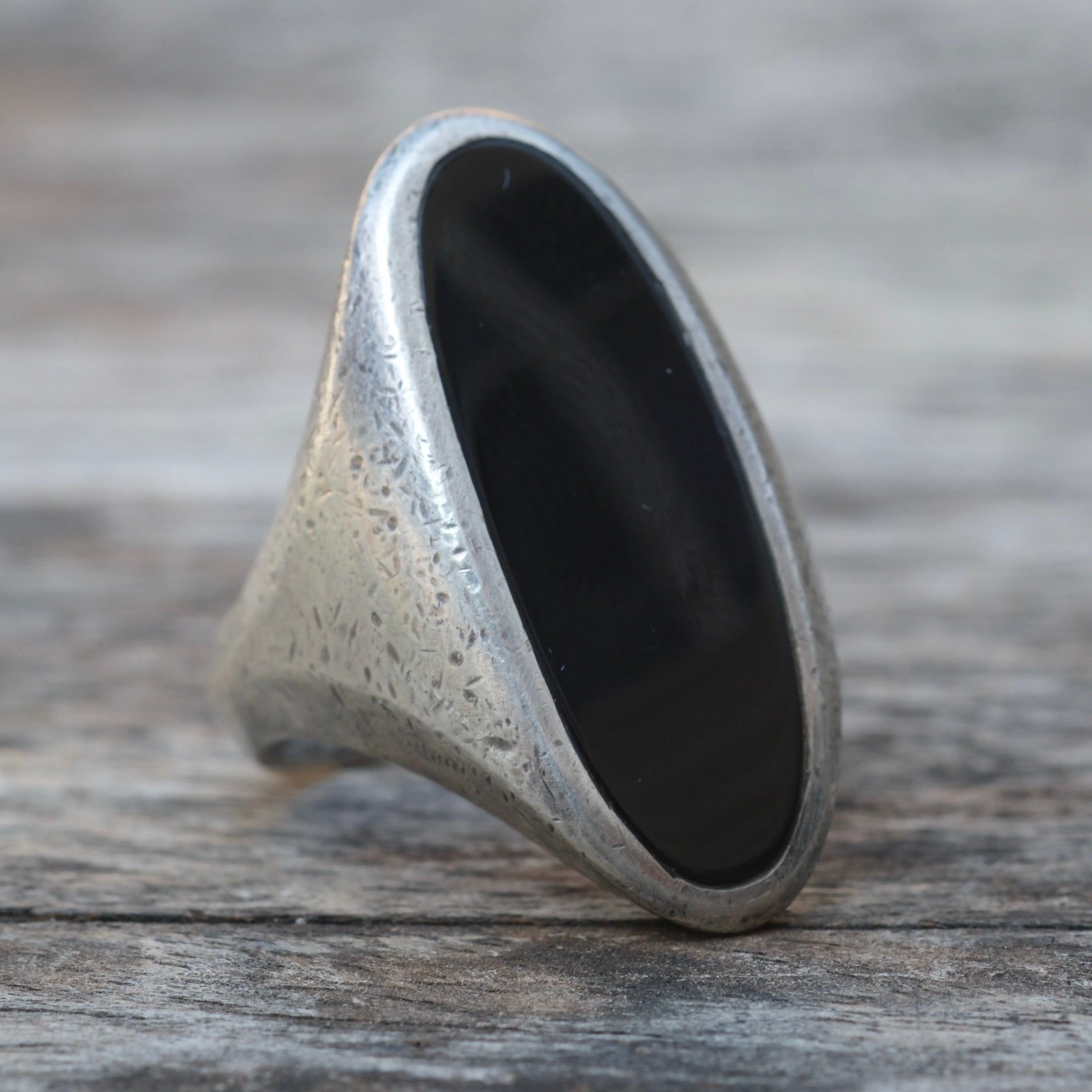 Vintage Sterling Onyx Ring 6