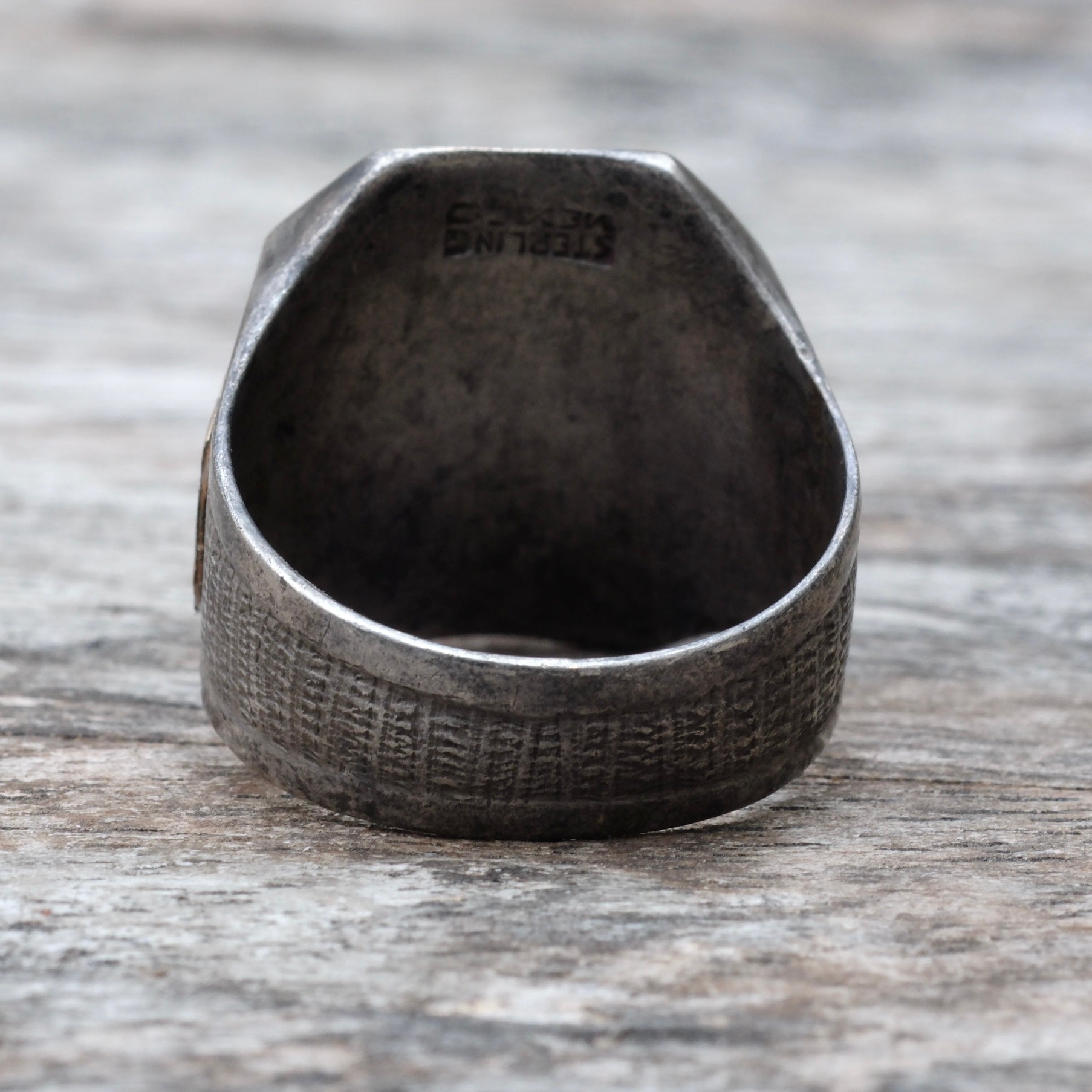 Vintage Sterling Silver Aztec Mexican Biker Ring 11