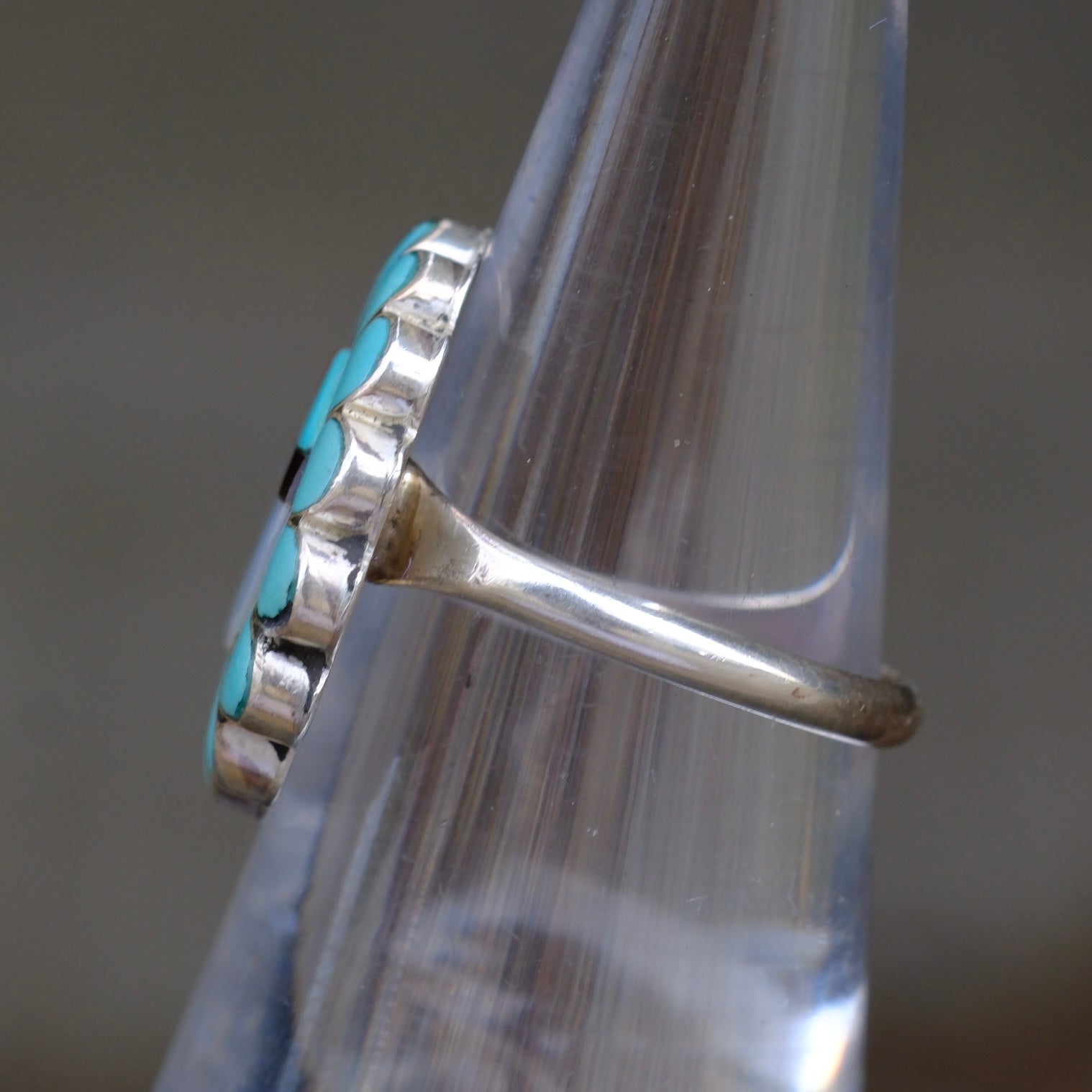 Vintage Sterling Multistone Inlay Zuni Ring 6.25