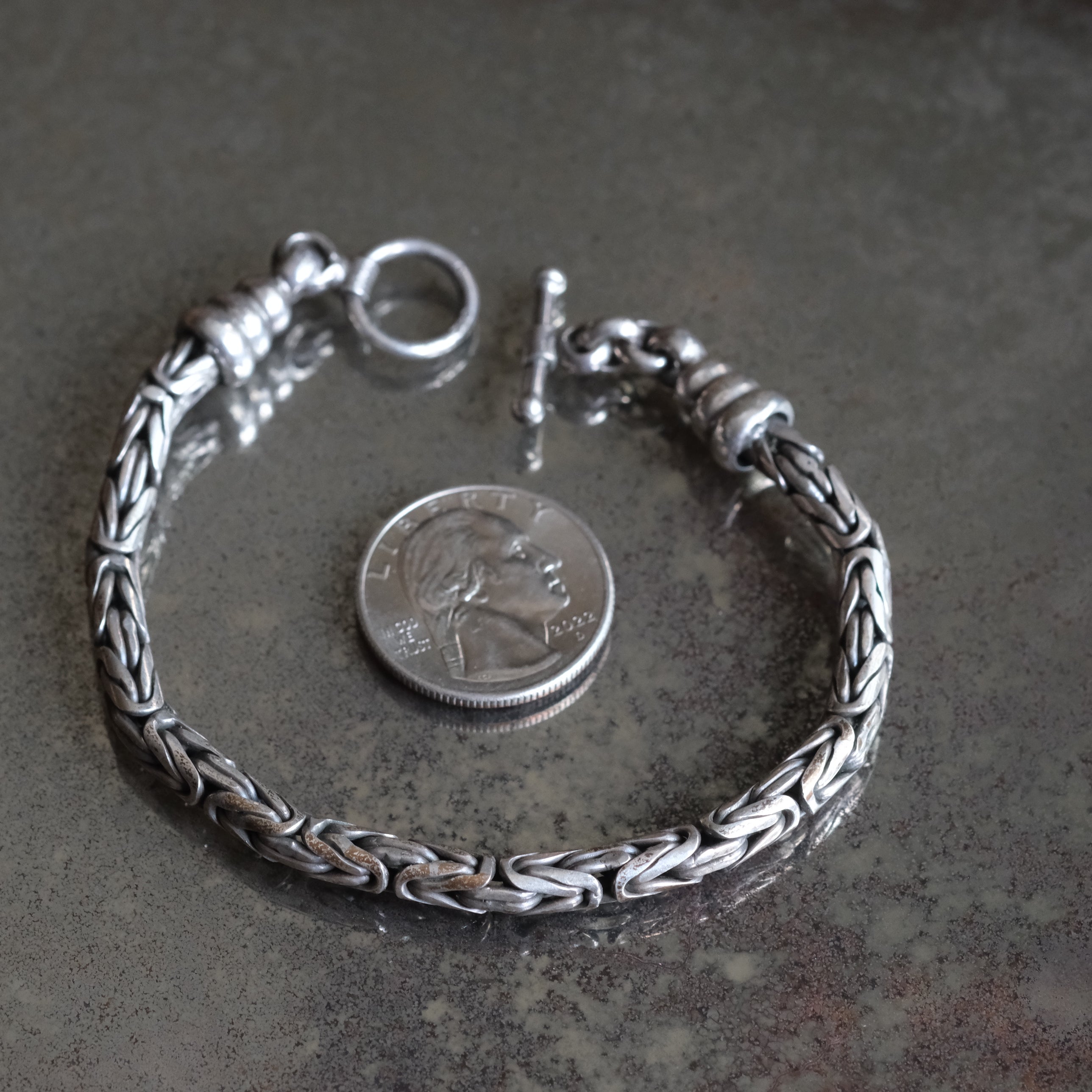 Vintage Sterling Silver Byzantine Bracelet 8.5"