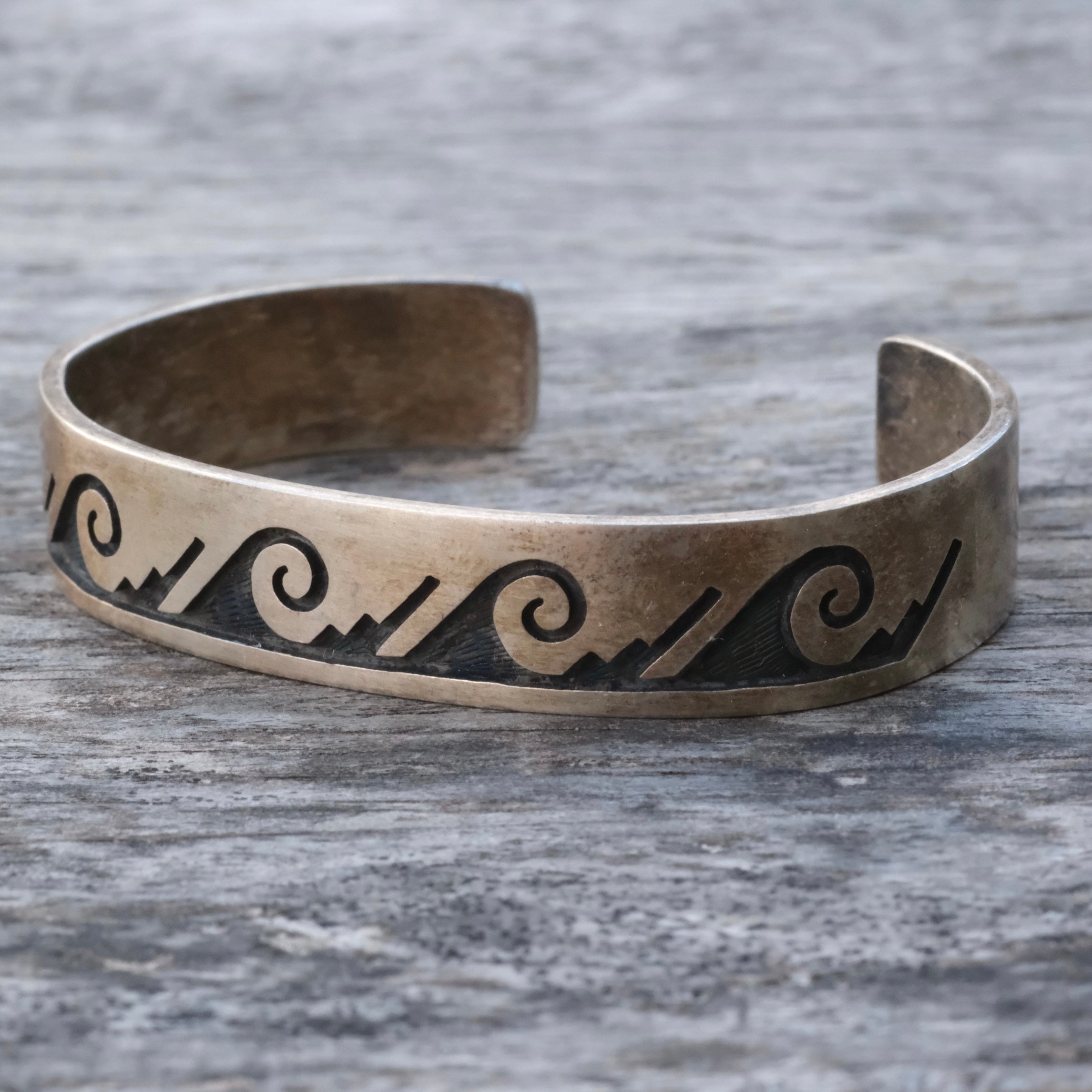 Vintage Sterling Stamped Cuff Bracelet