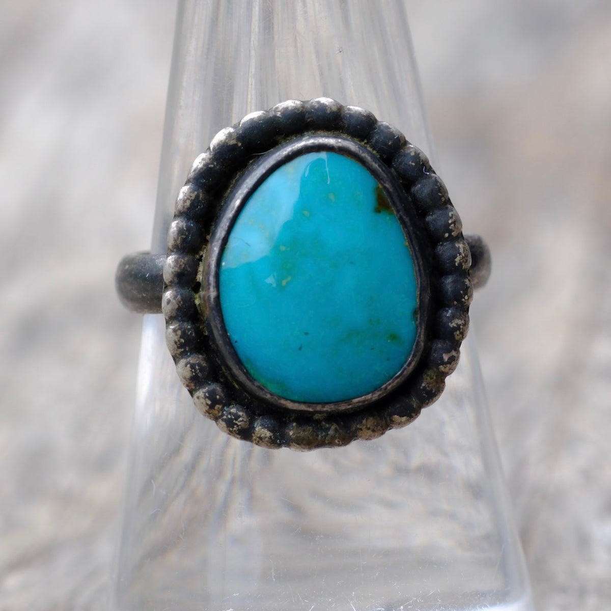 Vintage Sterling Turquoise Ring 7.5
