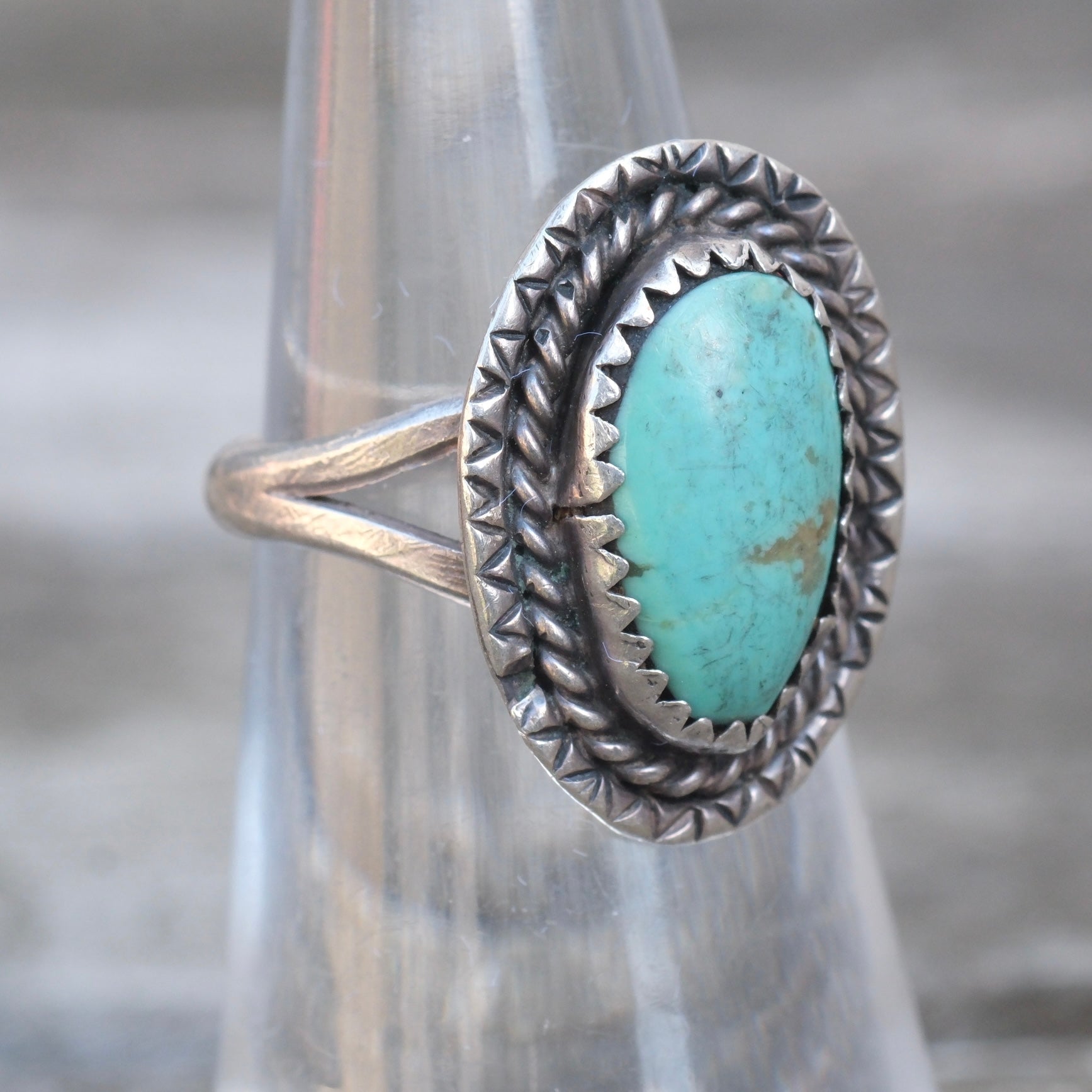 Vintage Sterling Turquoise Ring 5.25