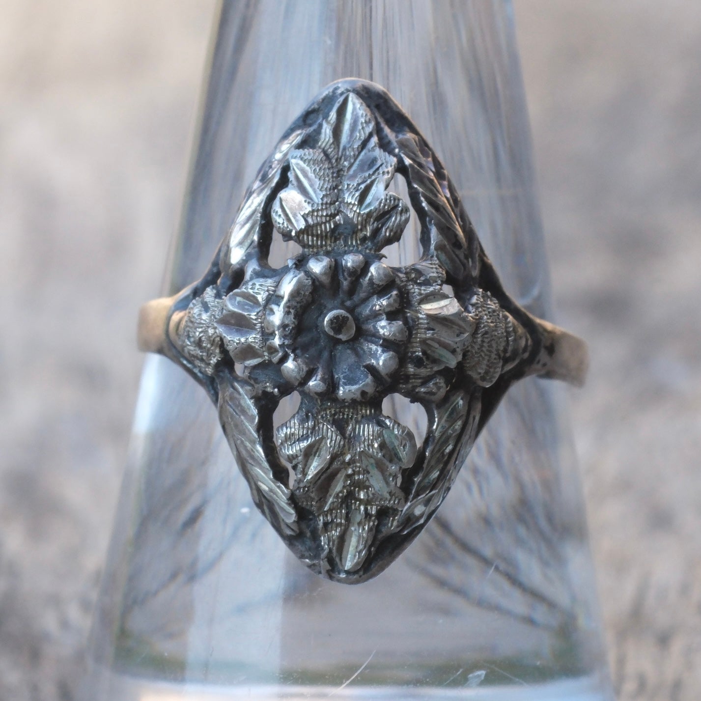 Vintage Sterling Silver Leaf Ring 9