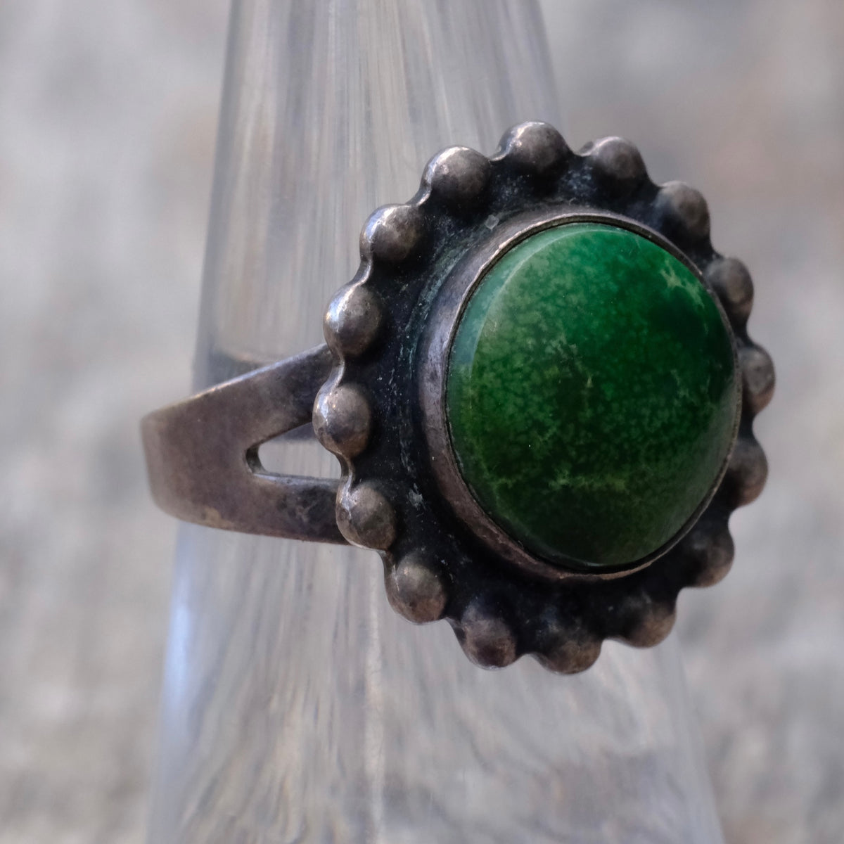 Vintage Sterling Turquoise Dot Ring 6.25