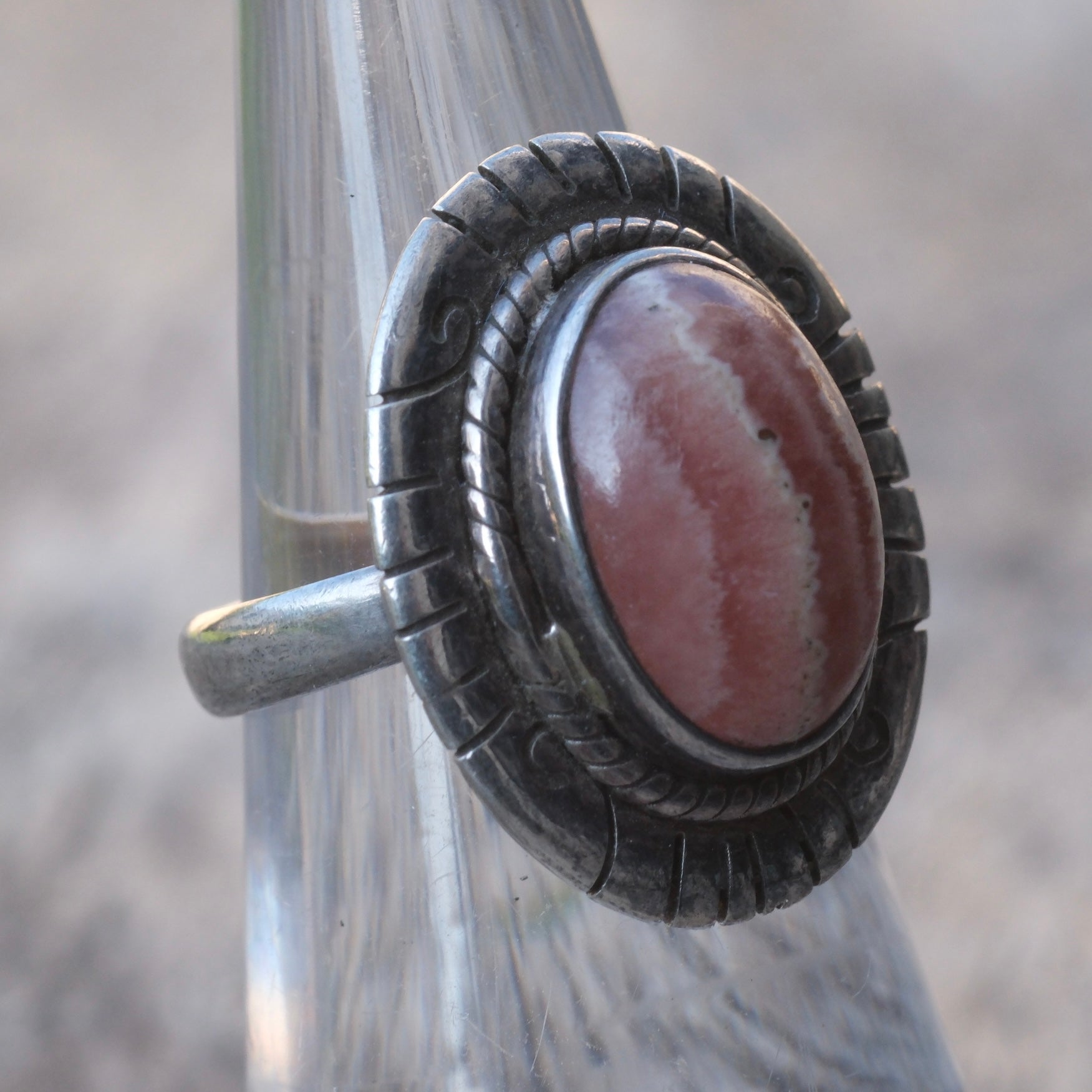 Vintage Sterling Agate Ring 5.75