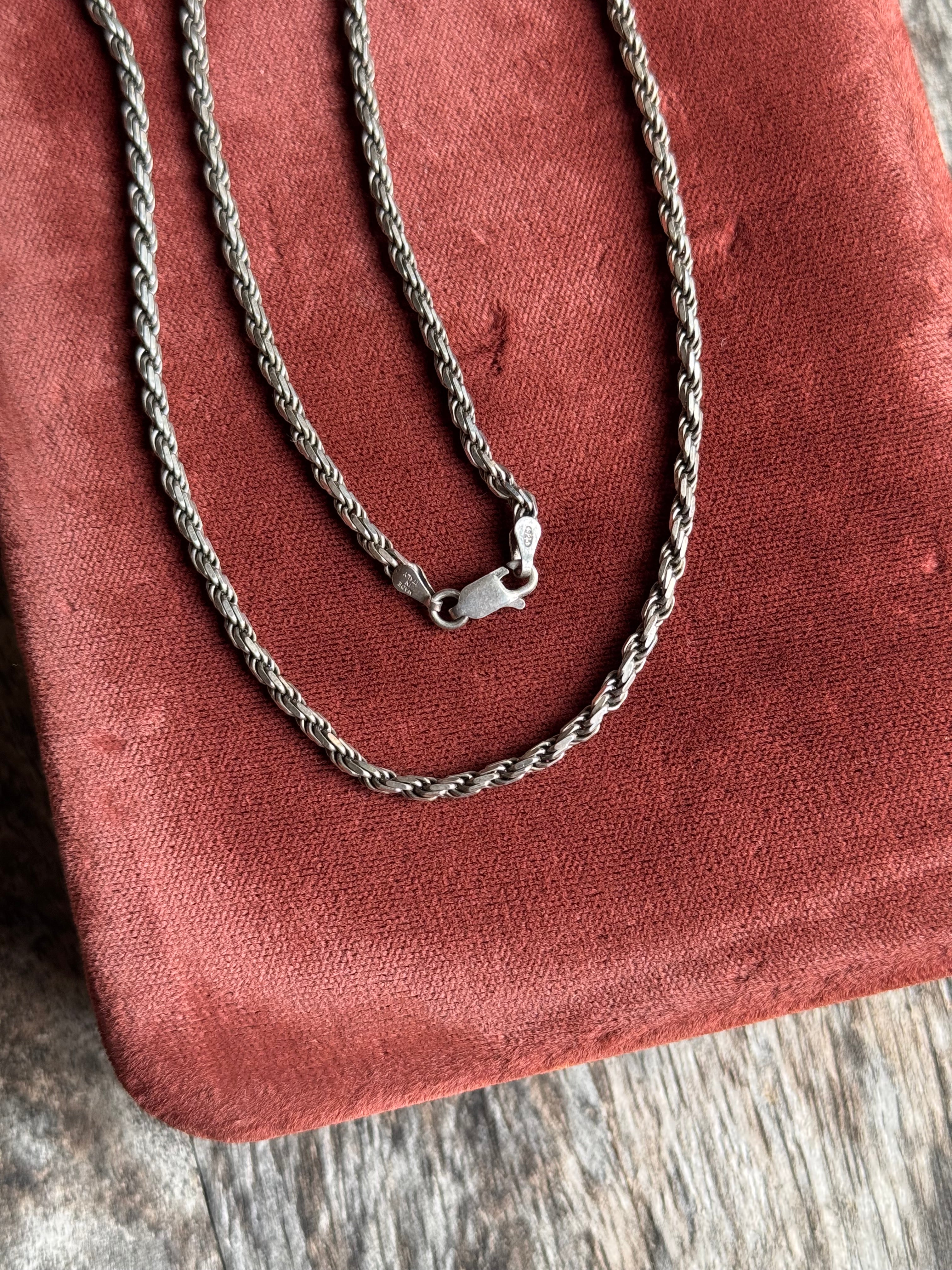 Vintage Sterling Silver 18” Rope Chain