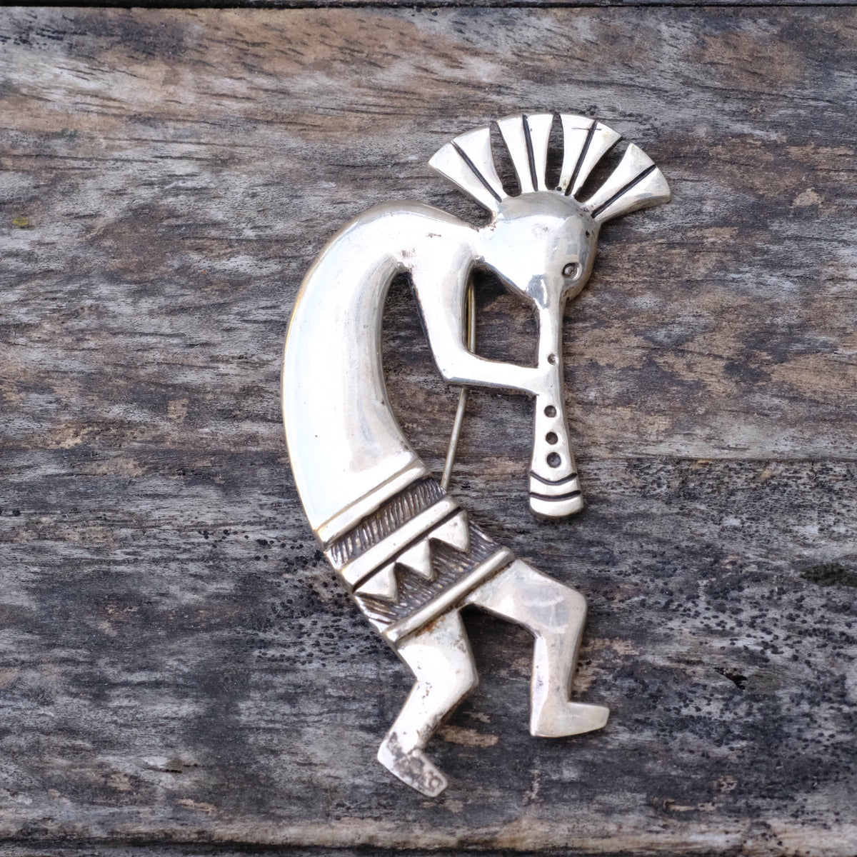 Huge Vintage Sterling Silver Kokopelli Pin