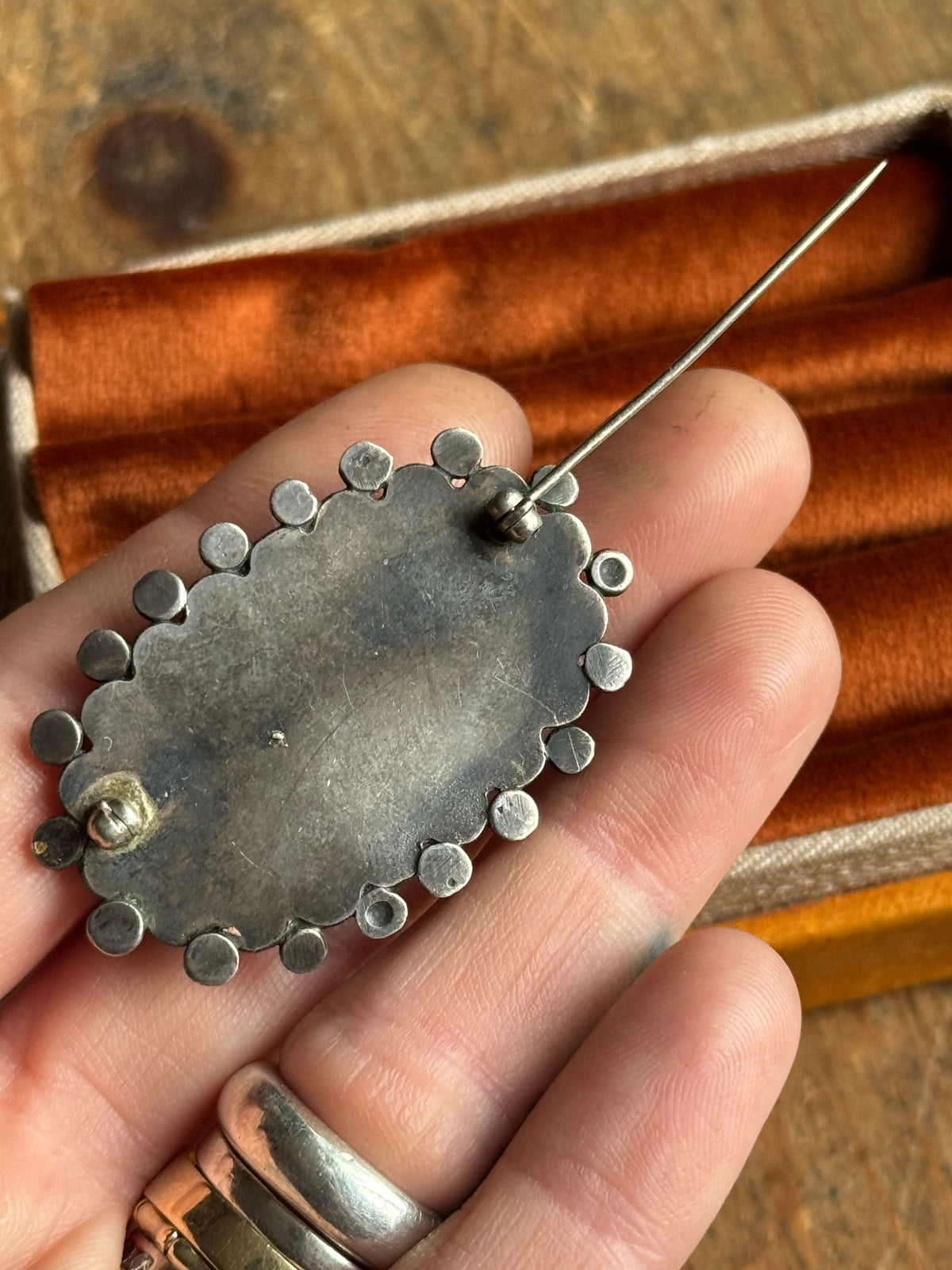 Vintage Sterling Silver Turquoise Beaded Pin