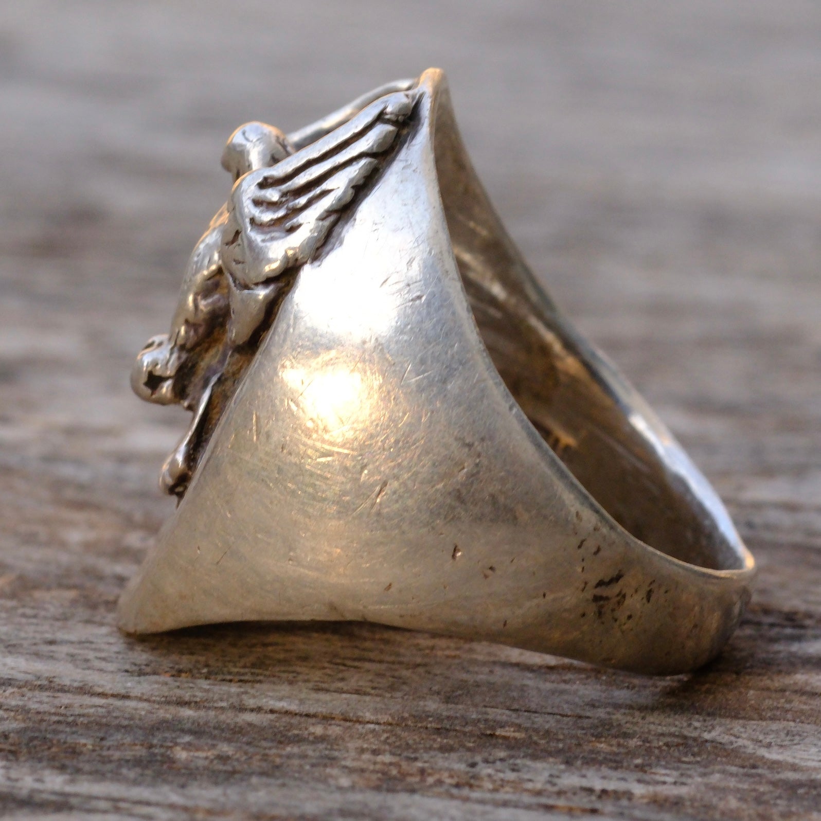 Vintage Sterling Silver Eagle Signet Ring 9