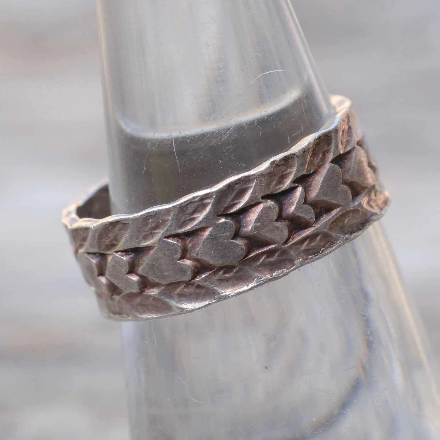 Vintage Sterling Heart Band Ring 6