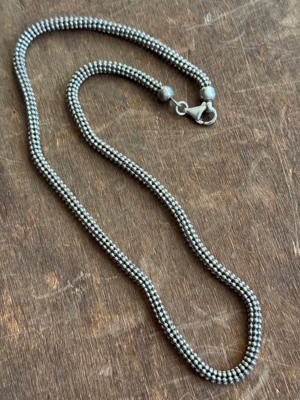 Vintage Sterling Silver 18.5” Popcorn Chain