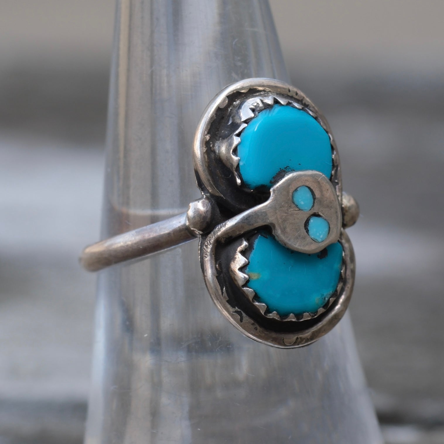 Vintage Sterling Effie Turquoise Snake Ring 6.75