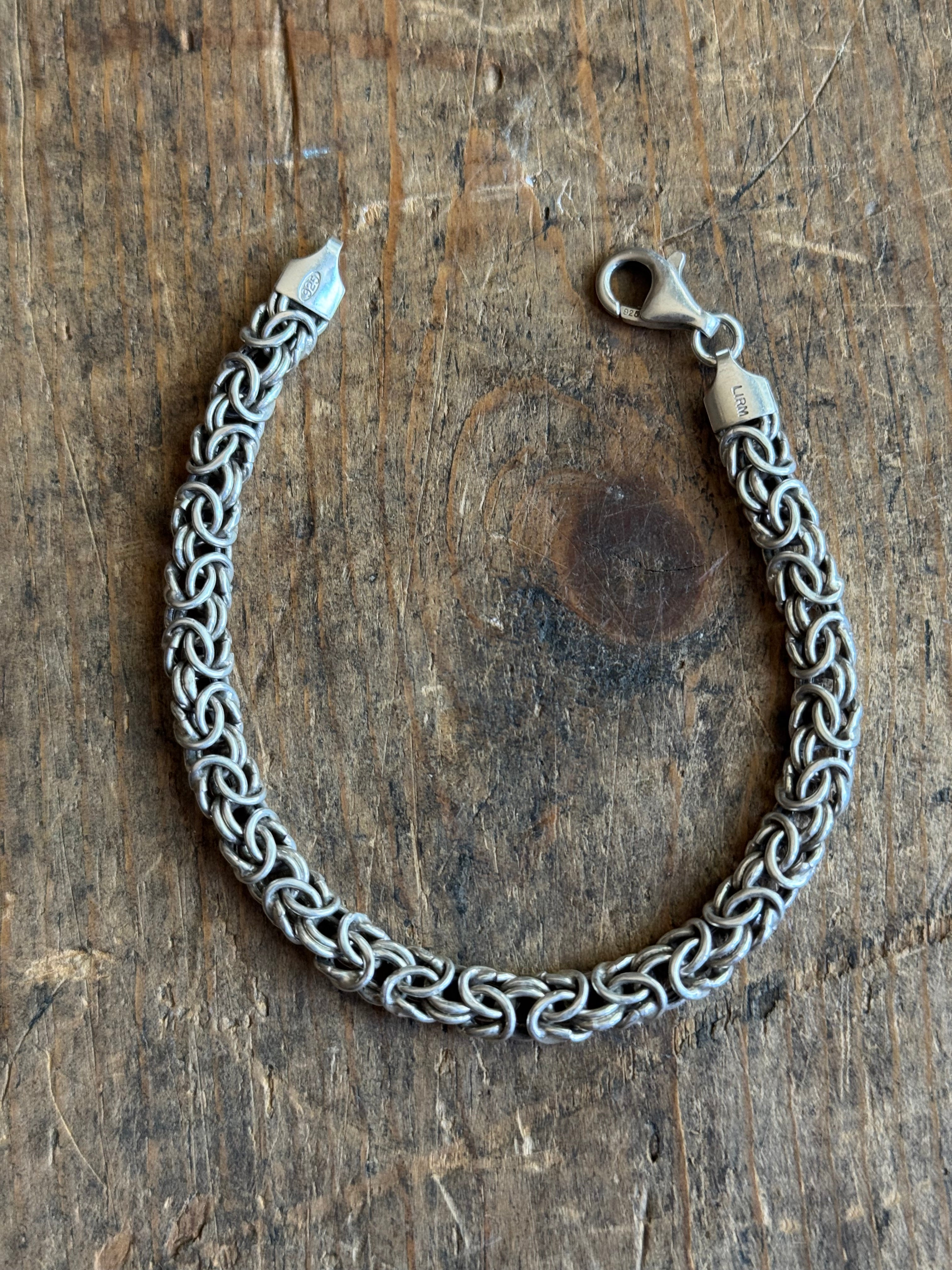 Vintage Sterling Silver Byzantine Chain Bracelet 7.25"