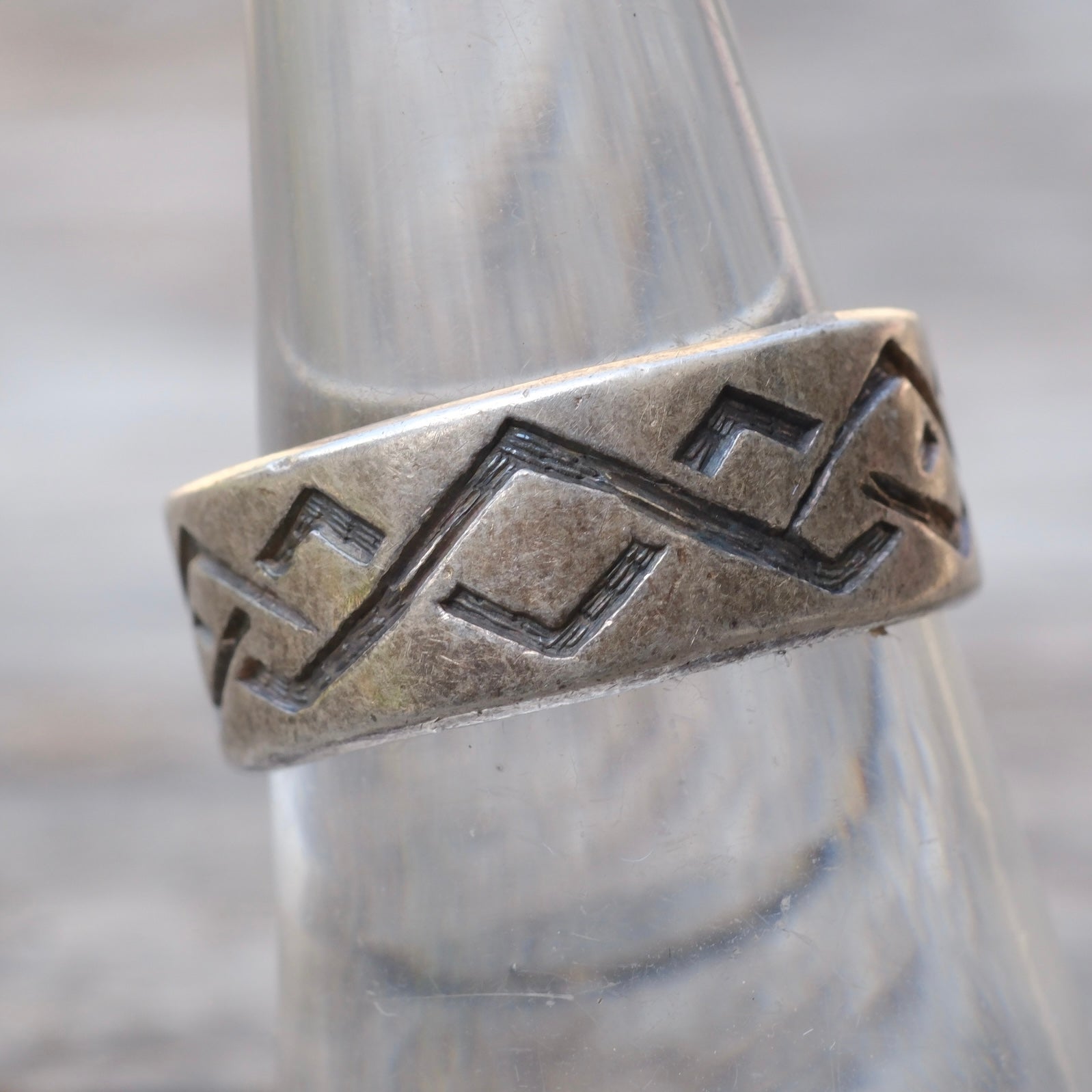 Vintage Sterling Stamped Band Ring 7.5