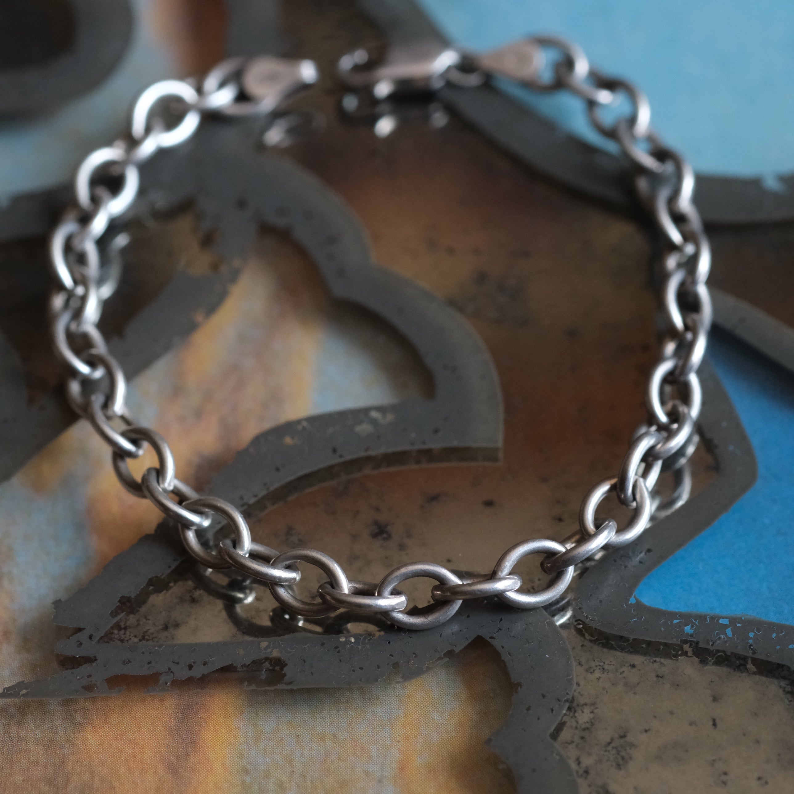Vintage Sterling Silver Chain Bracelet 7.5"