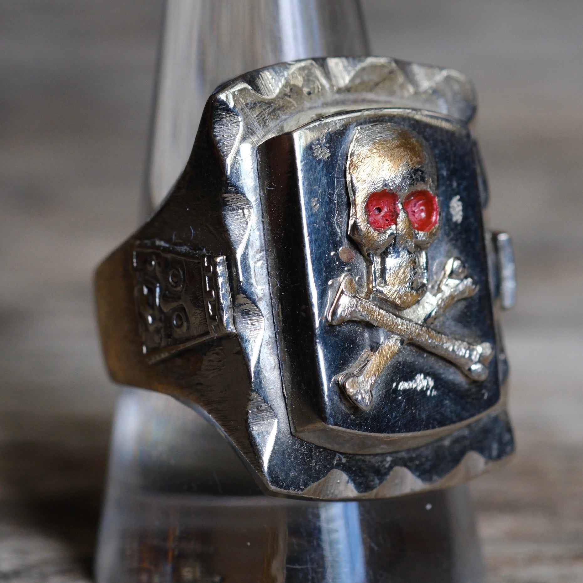 Vintage Mexican Biker Souvenir Skully Ring 10.5
