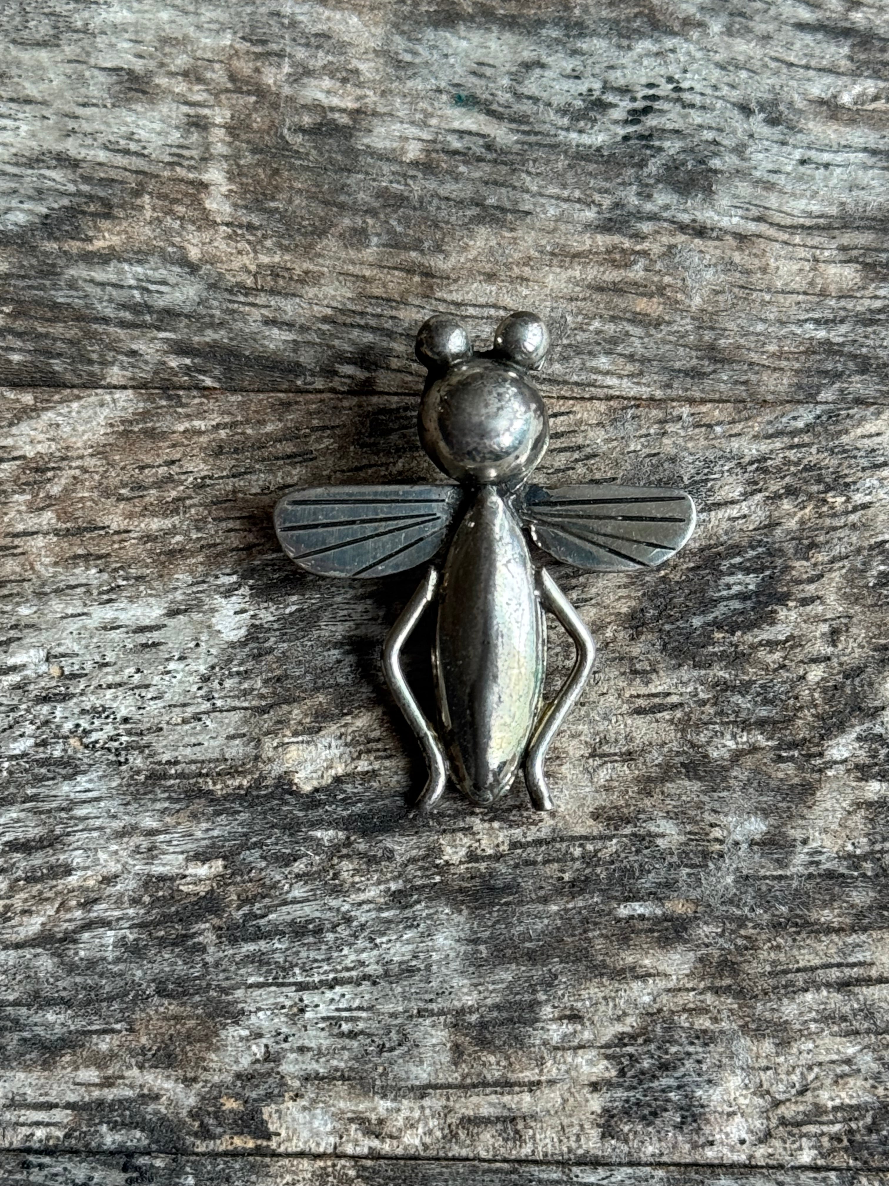 Vintage Sterling Silver Grasshopper Pin