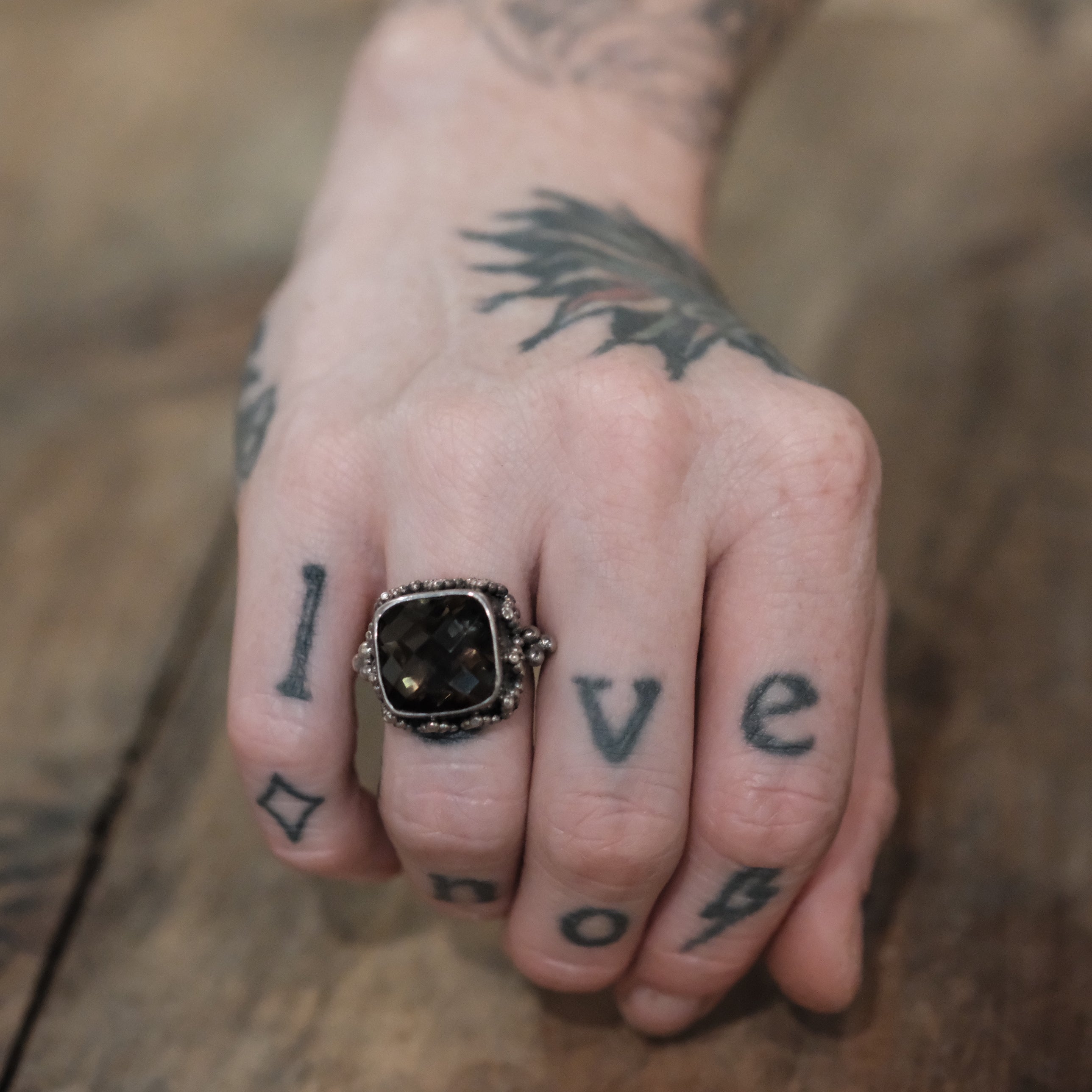 Vintage Sterling Smokey Quartz Ring 3.75