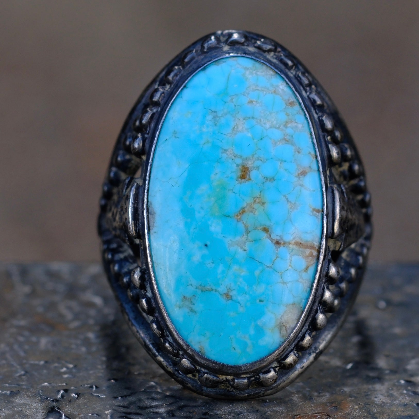 Rare Vintage Sterling Turquoise Arrowhead Ring 11.75