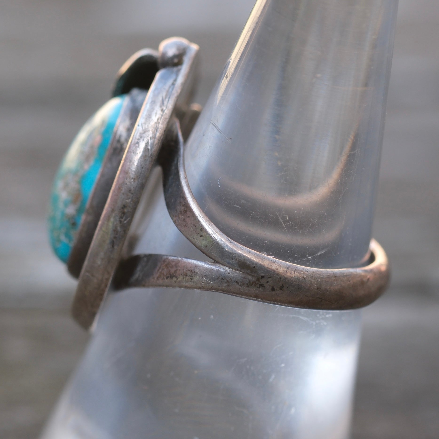 Vintage Sterling Turquoise Roper Ring 6.5