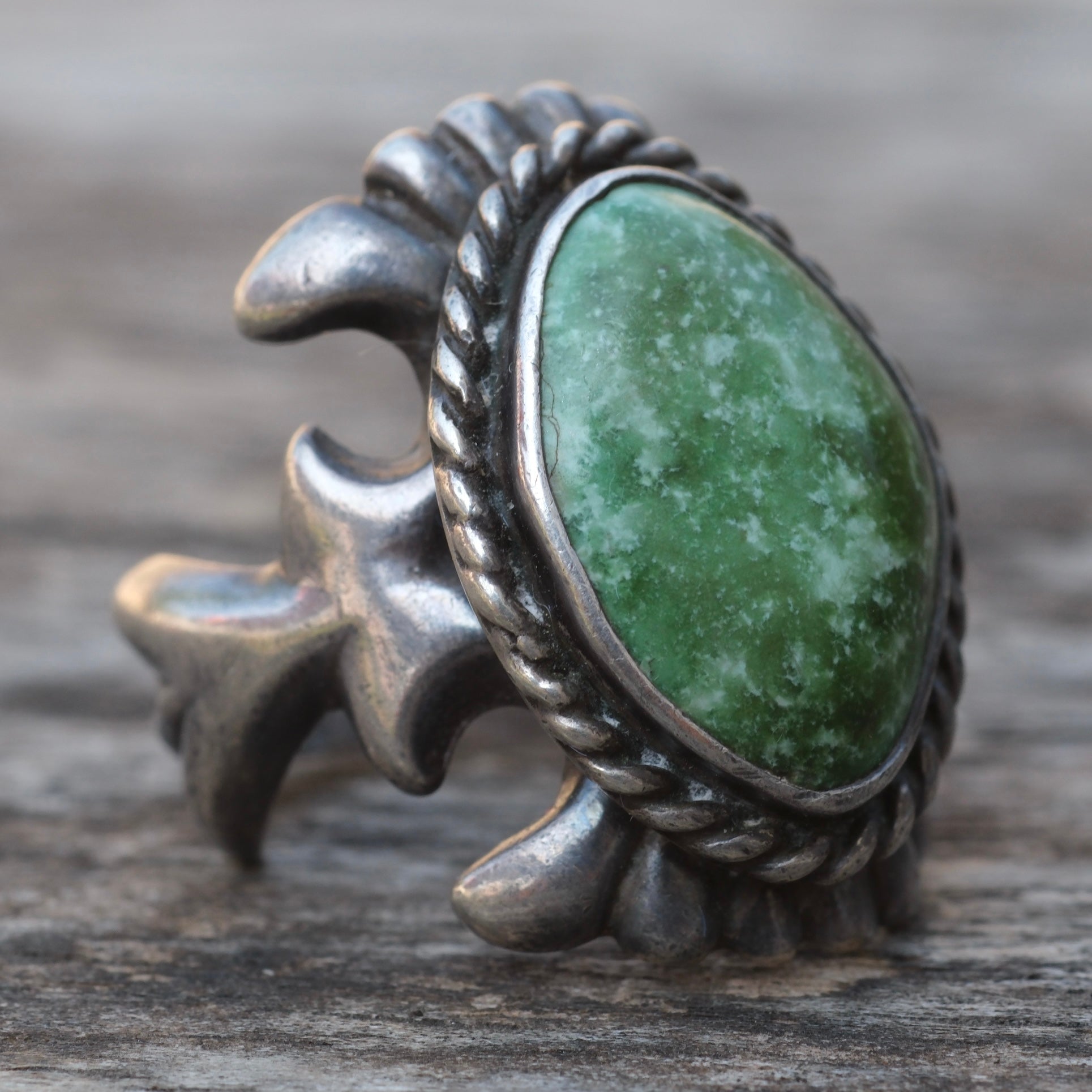 Vintage Sterling Turquoise Sandcast Ring 6