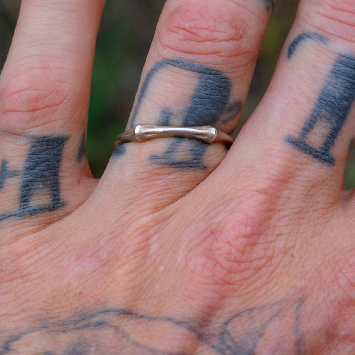 Vintage Sterling Bamboo Band Ring 8.75