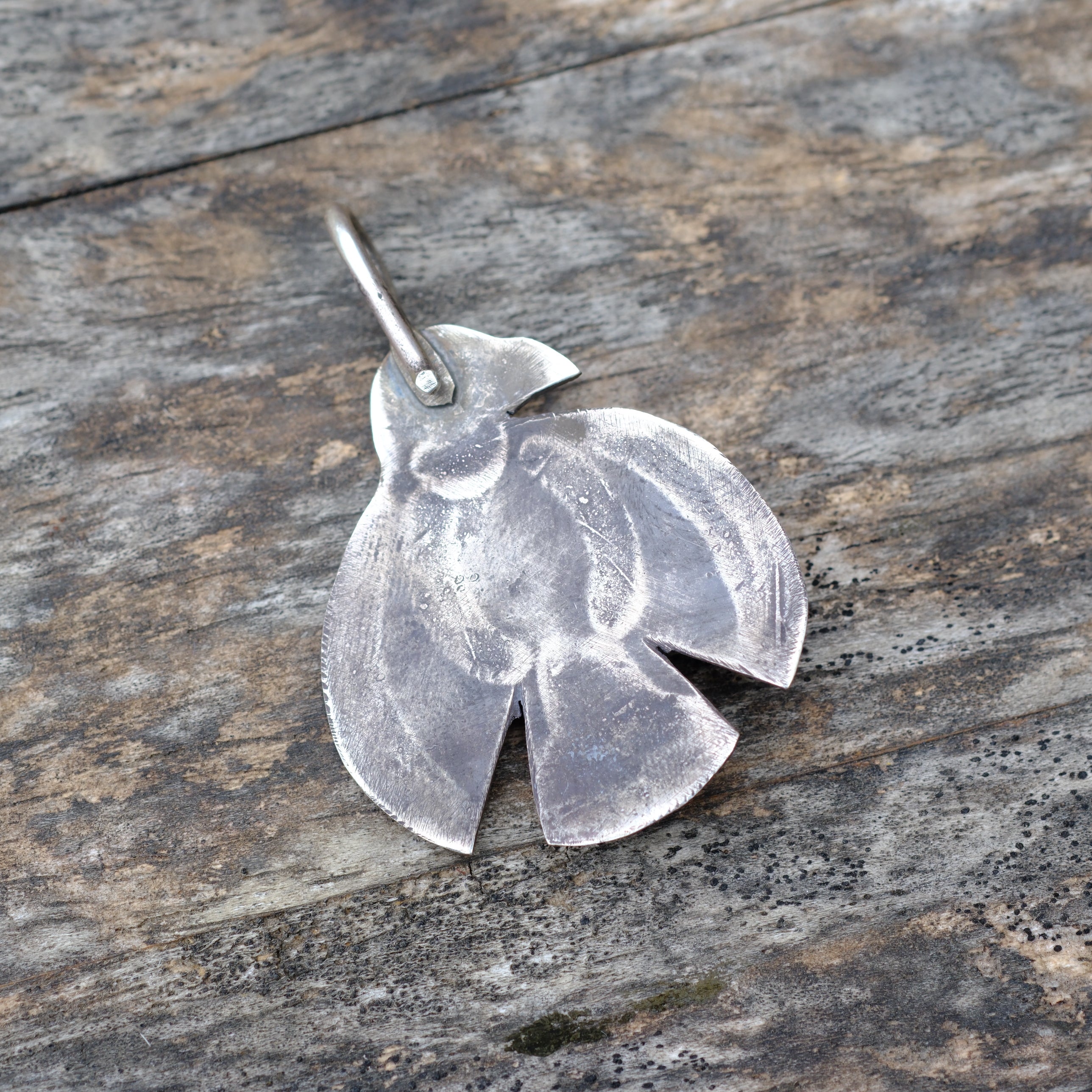 Sterling Silver Stamped Turquoise Thunderbird Necklace