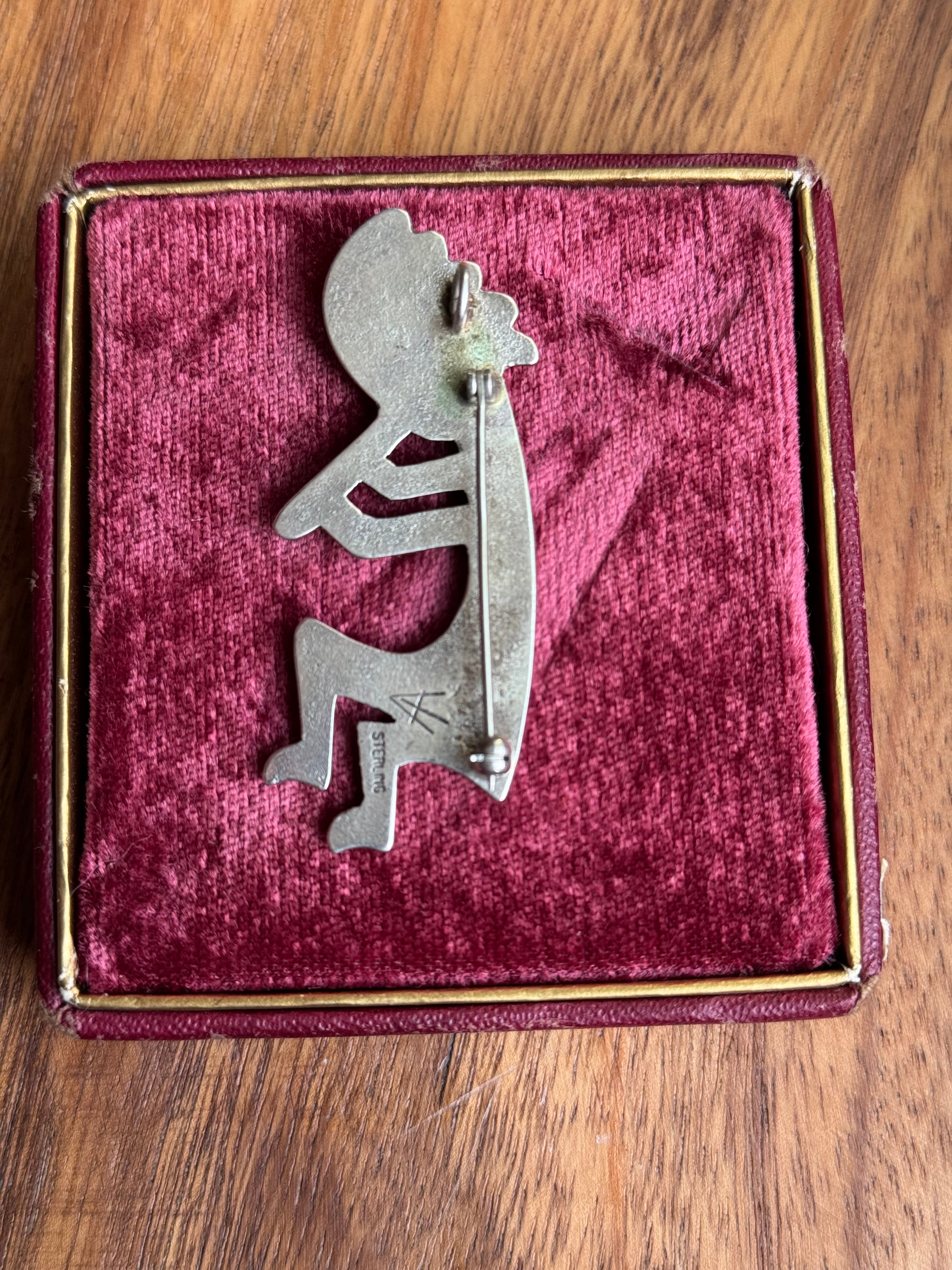 Vintage Sterling Silver Sandcast Kokopelli Pin/Pendant
