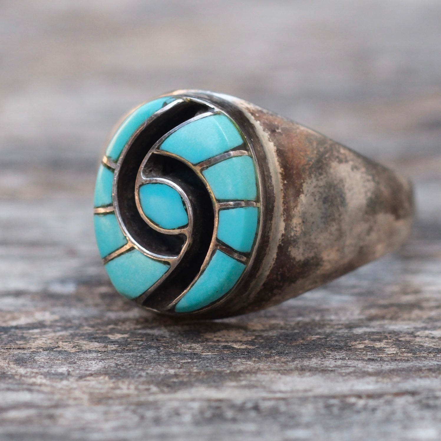 Vintage Sterling Turquoise Inlay Hummingbird Ring 10.25 Amy Quandelacy