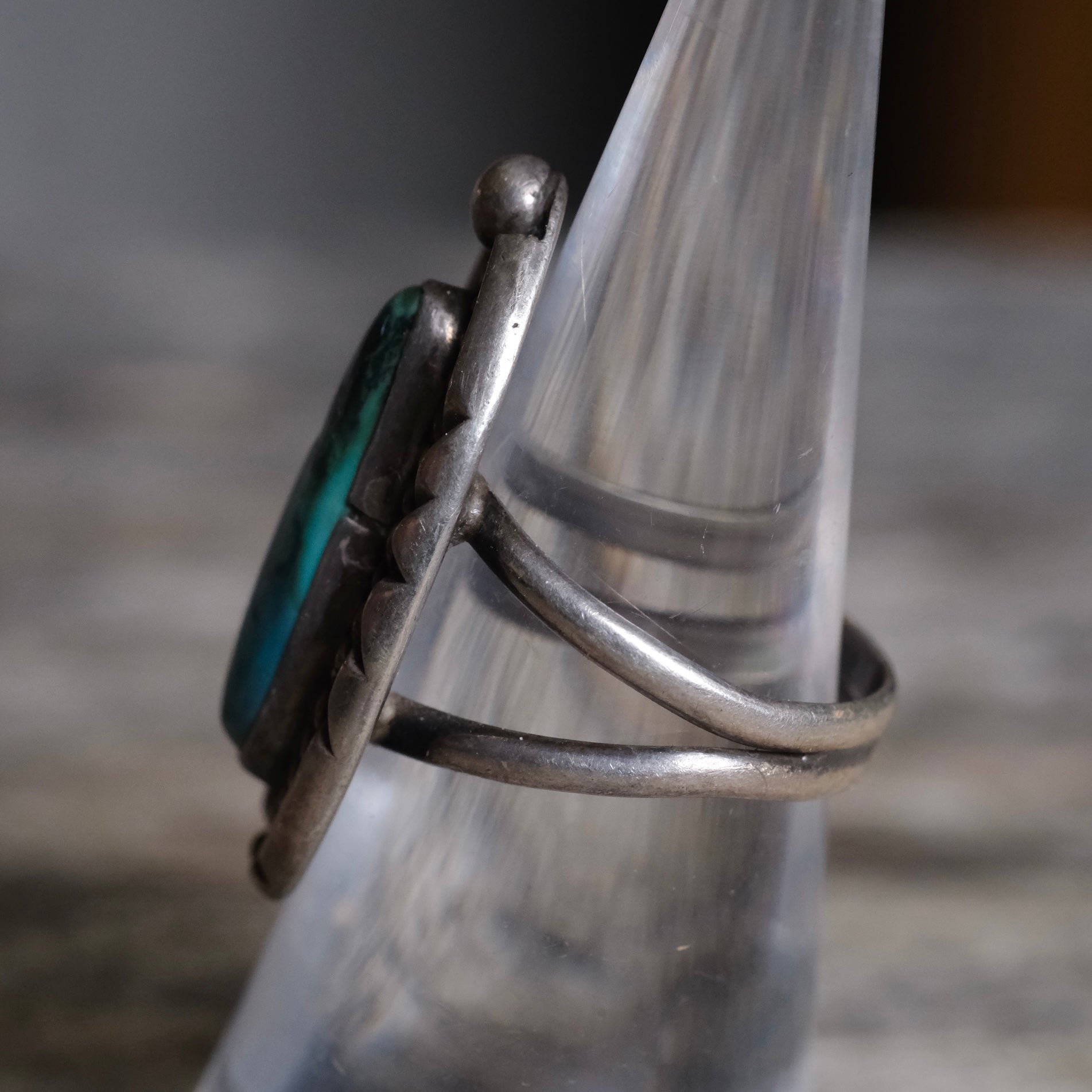 Vintage Sterling Turquoise Roper Ring 6.5