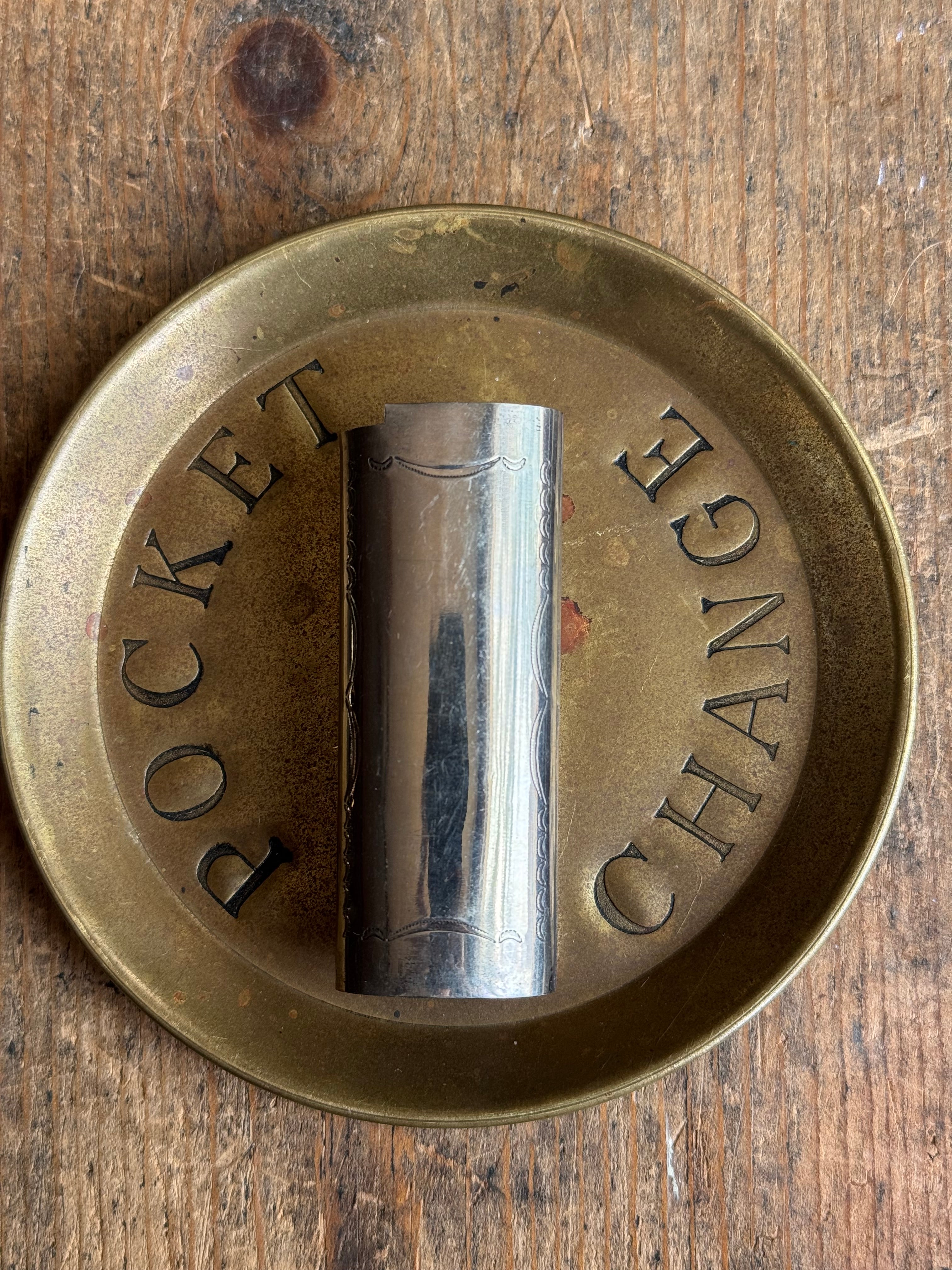 Vintage Stamped Nickel & Sterling Silver Turquoise Lighter Case