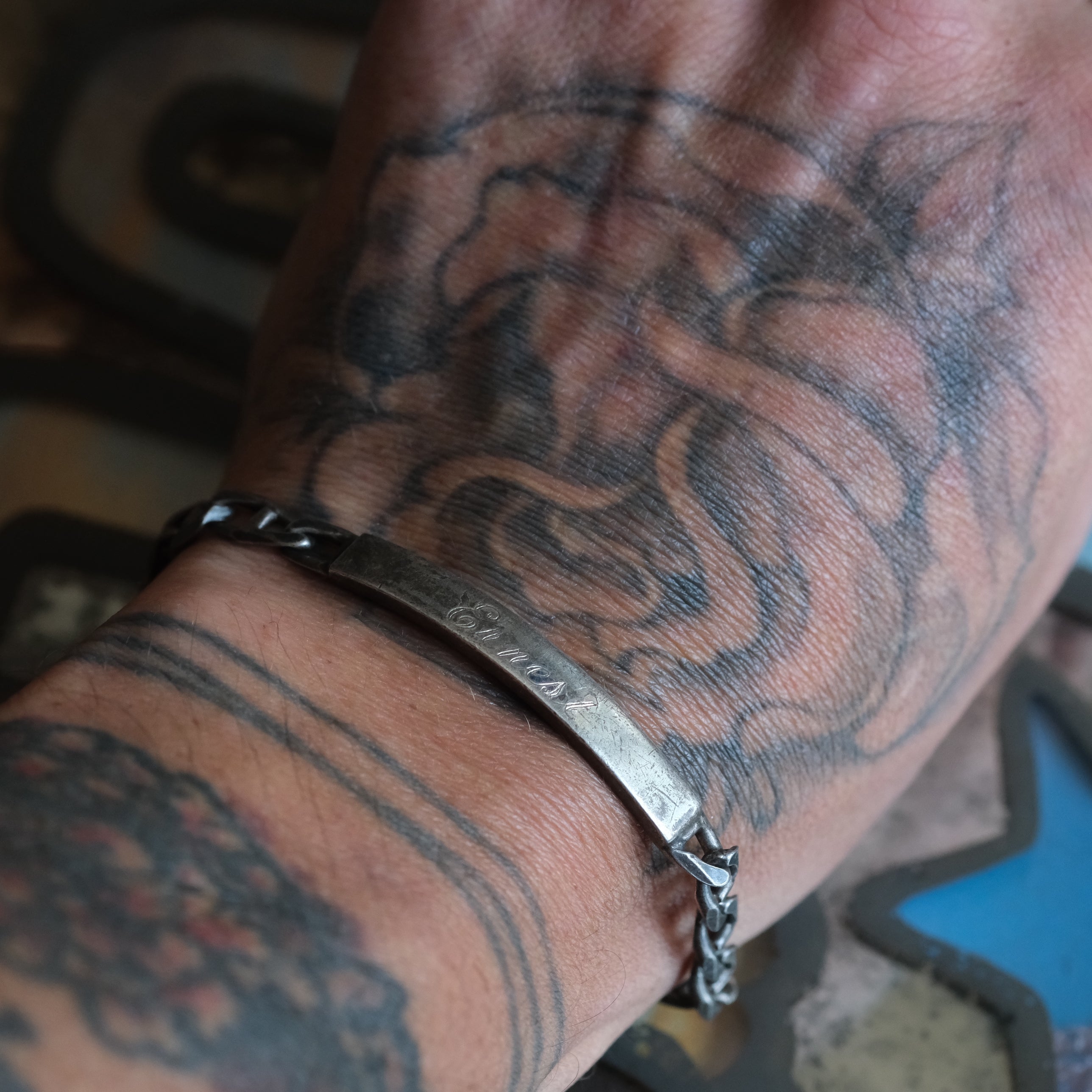 Vintage Sterling Silver ID Bracelet 8"