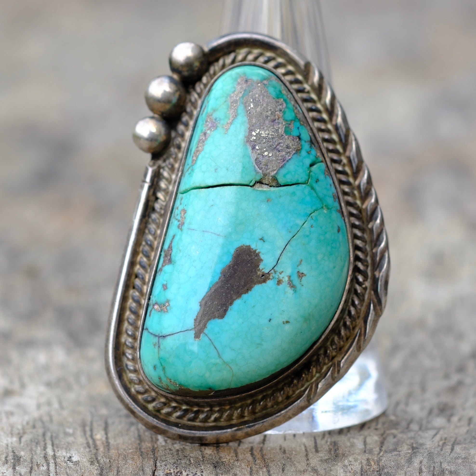 HUGE Vintage Sterling Turquoise Ring 10.5
